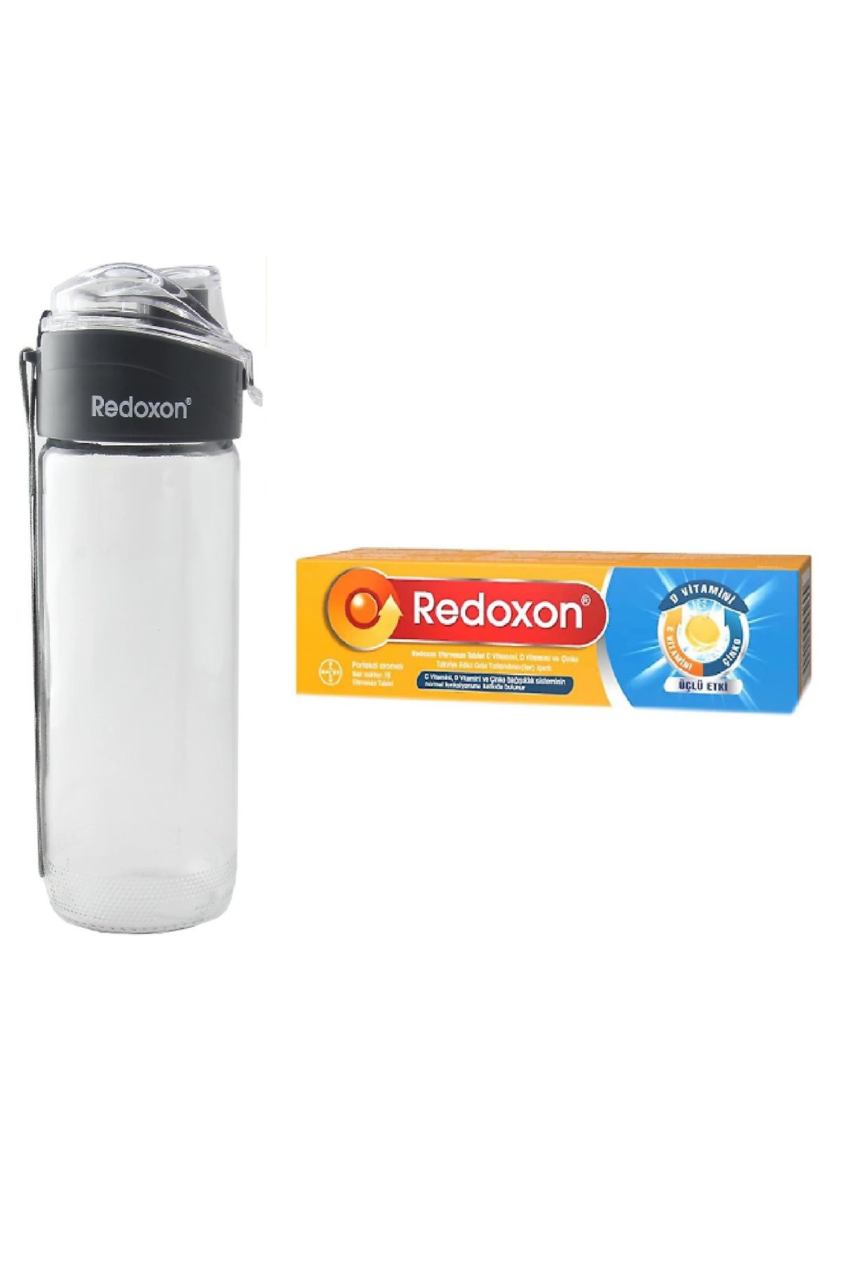 Redoxon üçlü Etki C Vitamini D Vitamini Çinko Efervesan 15 Tablet + cam suluk