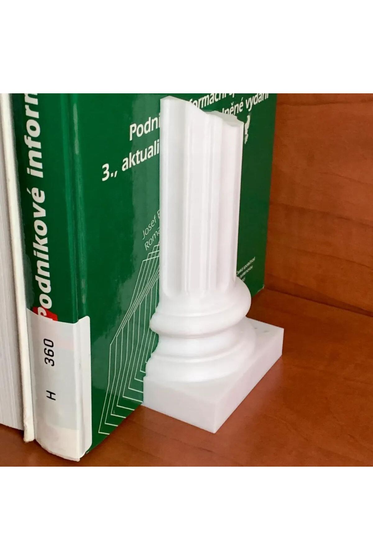 Biçim Vadisi Roma Sütunu Kitap Tutucu - Kitaplık Dekoru - 1 Adet Beyaz Plastik Estetik Bookend