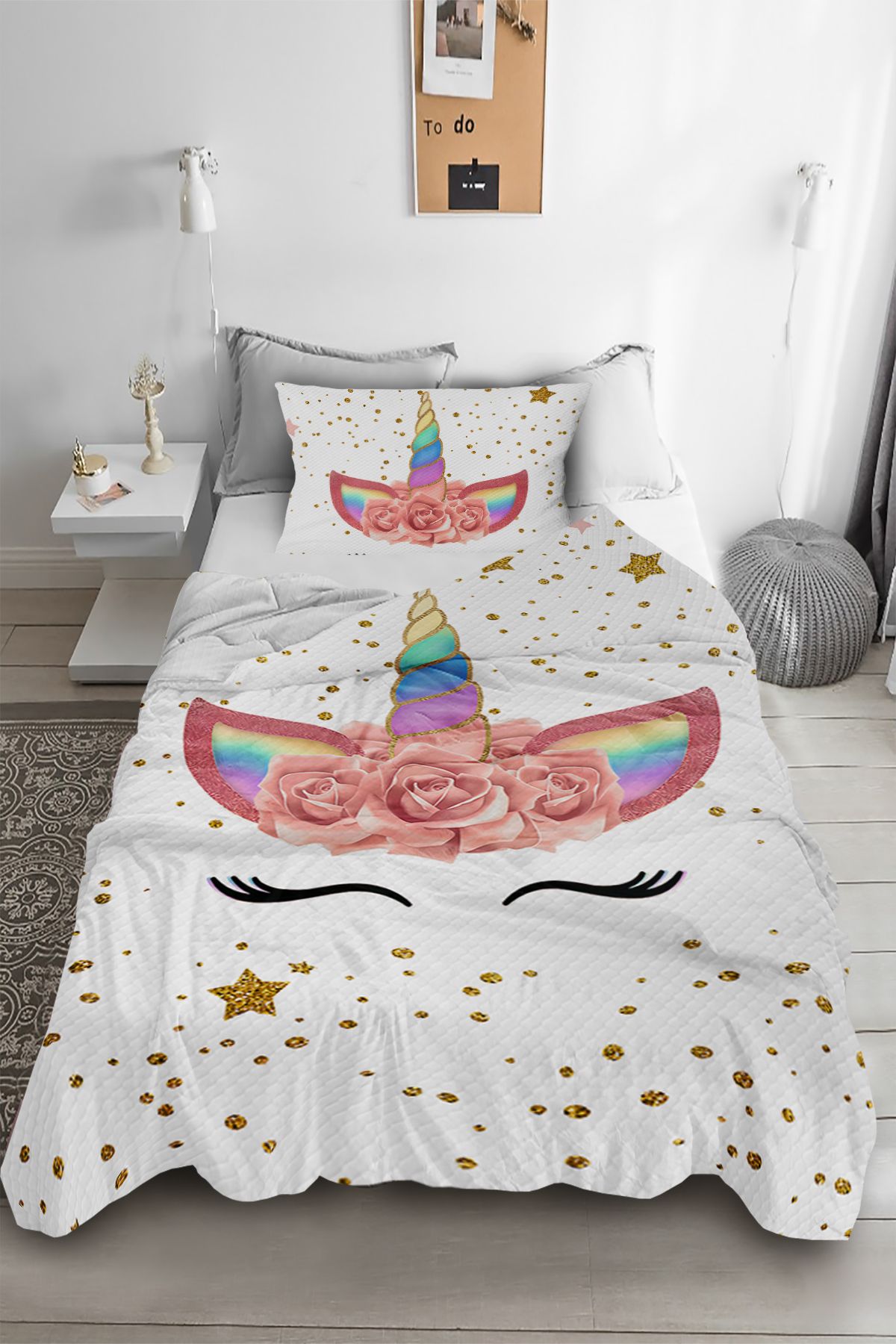 Bebişim Halı Unicorn Çocuk Odası Yatak Örtüsü