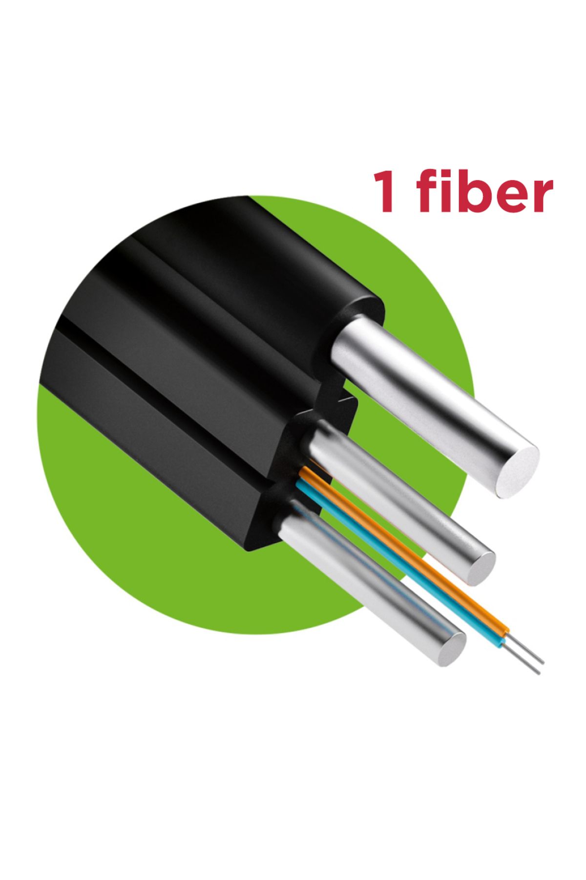 fiberden Fiber Optik Drop Kablo Havai Askı Telli 1 Core (1000 METRE)