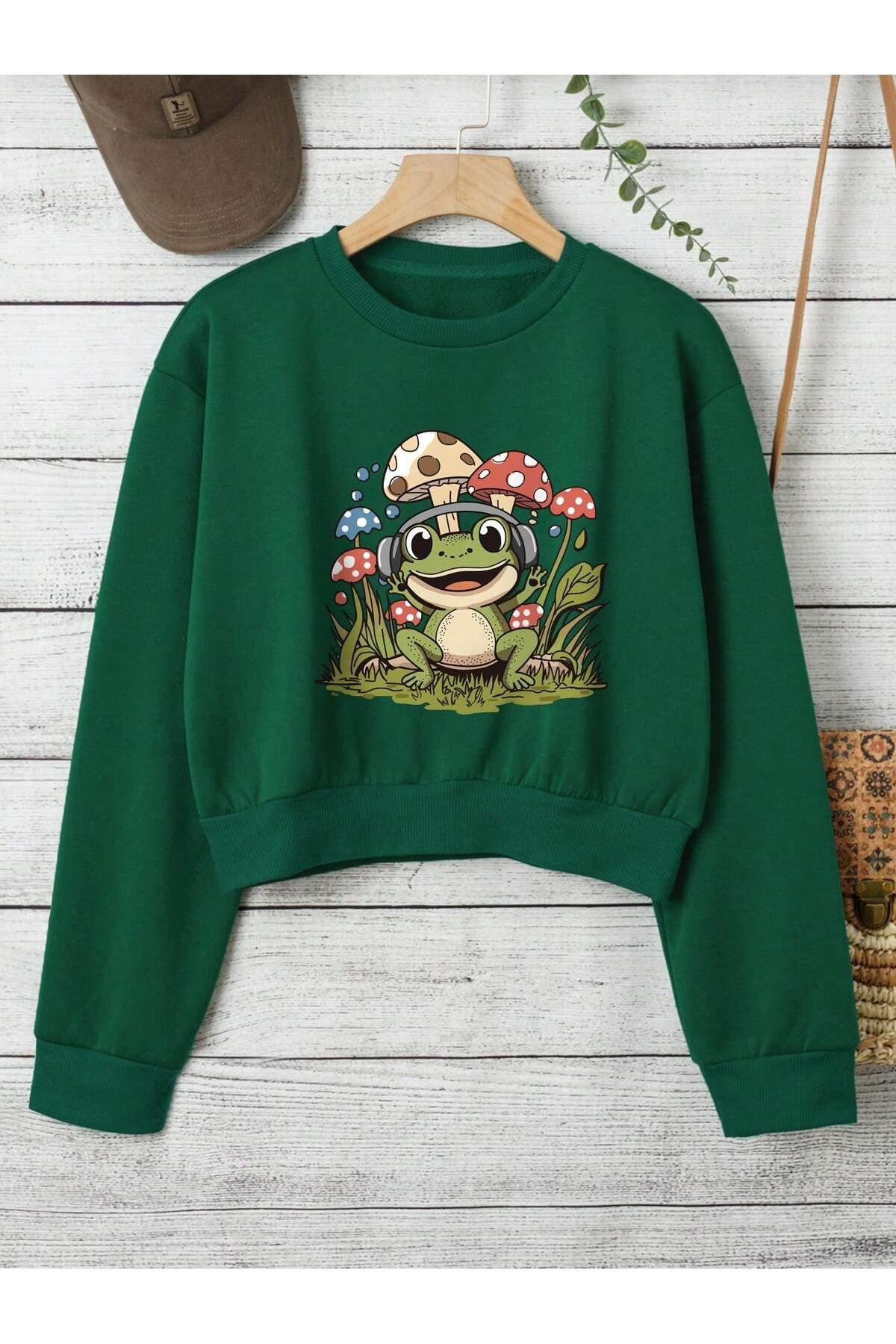 Adrift Frog & Mushroom Print Thermal Lined Sweatshirt