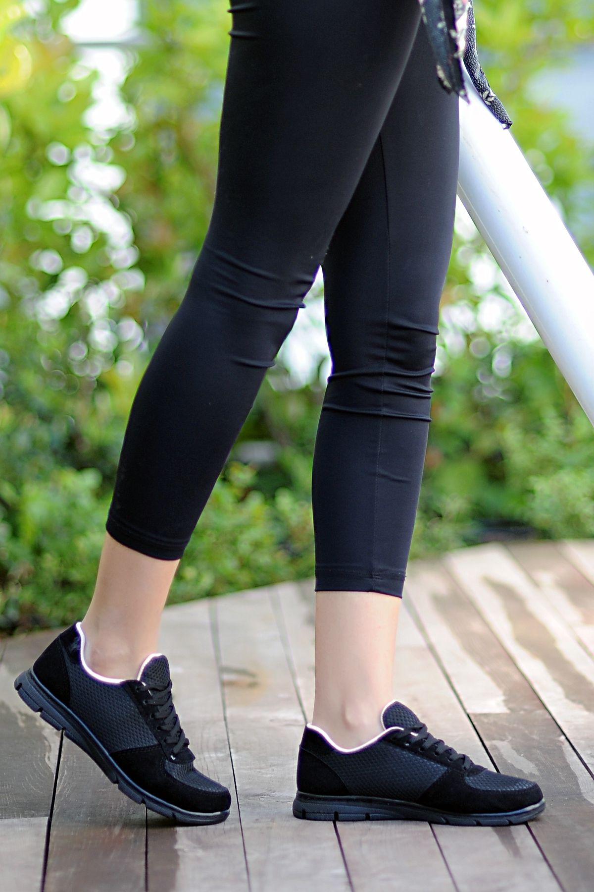 Pembe Potin Kadın Siyah Siyah Sneaker Günlük Spor Ayakkabı