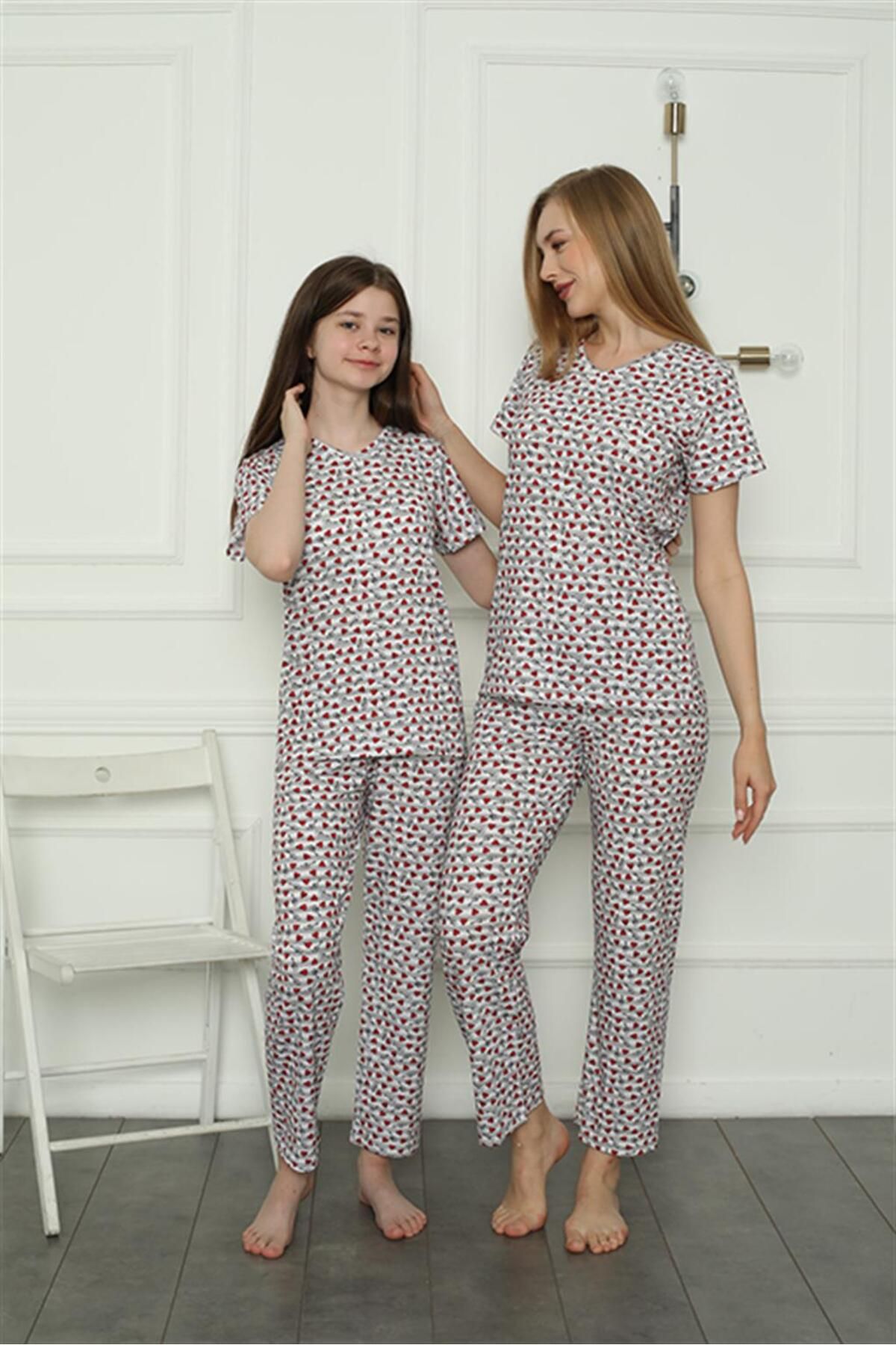 Genel Markalar Moda Çizgi Anne Kız Aile Penye Pijama Takım Ayrı Ayrı Satılır