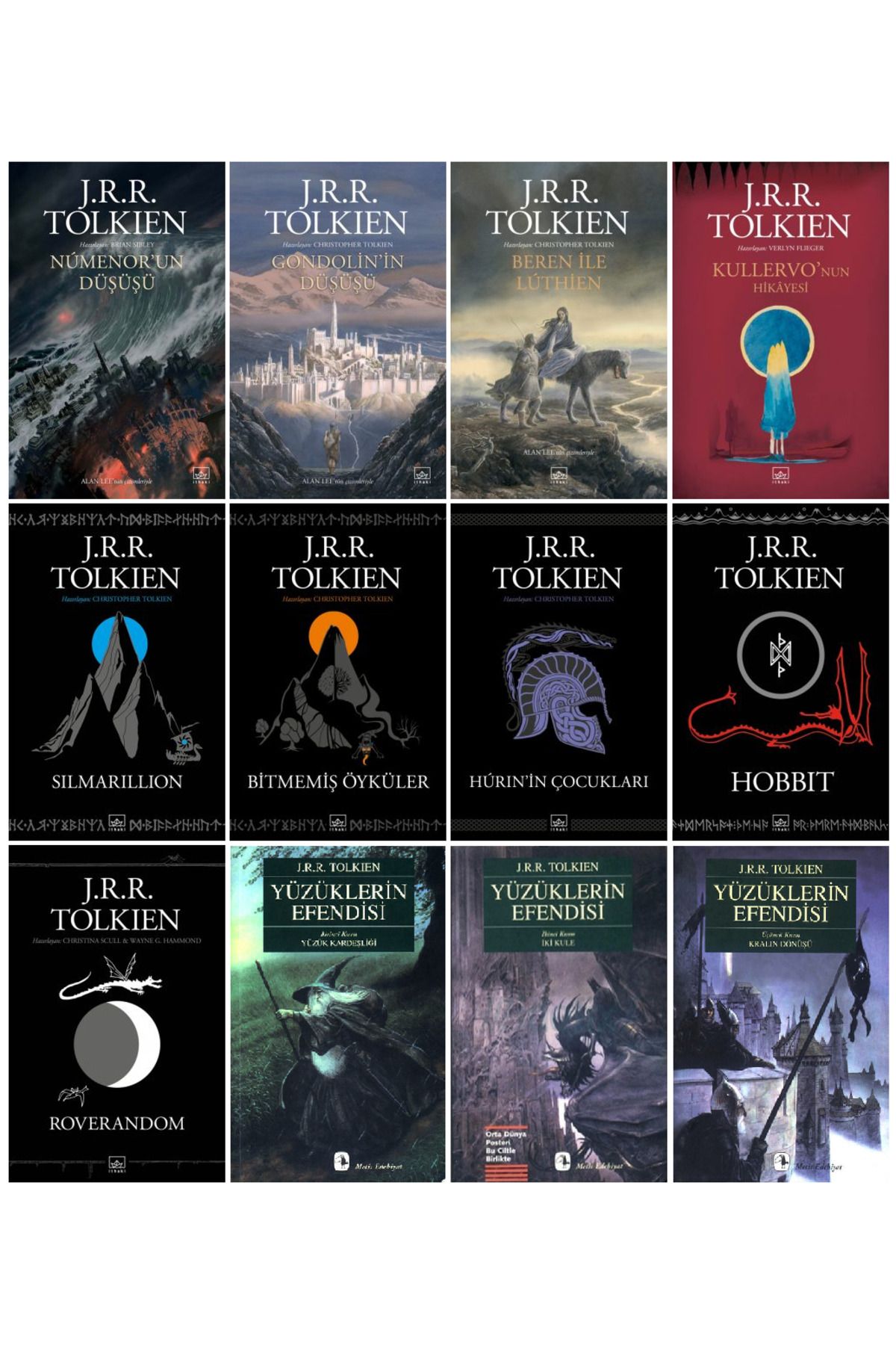 İthaki Yayınları J. R. R. Tolkien 12 Kitap Ortadünya Seti - Yüzüklerin Efendisi - Hobbit - Numenor'un Düşüşü