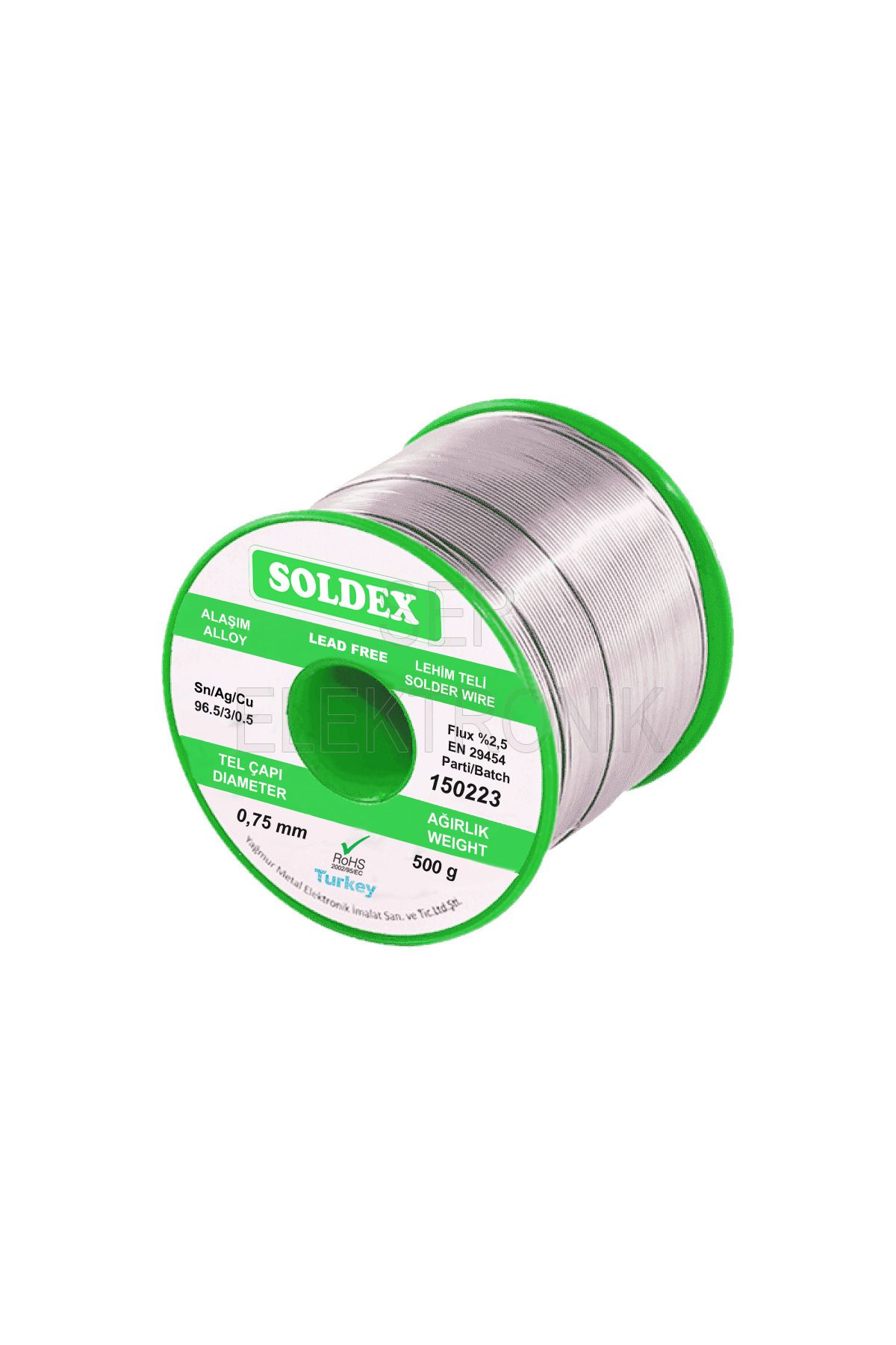 Soldex 0.75mm 500gr Kurşunsuz Lehim Teli Sn 99.3 Cu 0.7