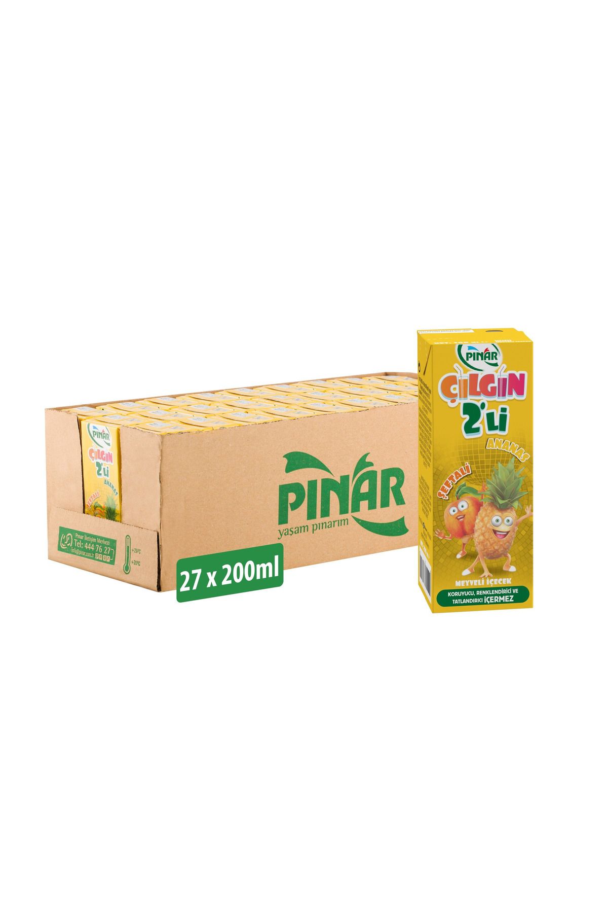 Pınar Çılgın İkili Şeftali Ananas 200 ml x 27 Adet