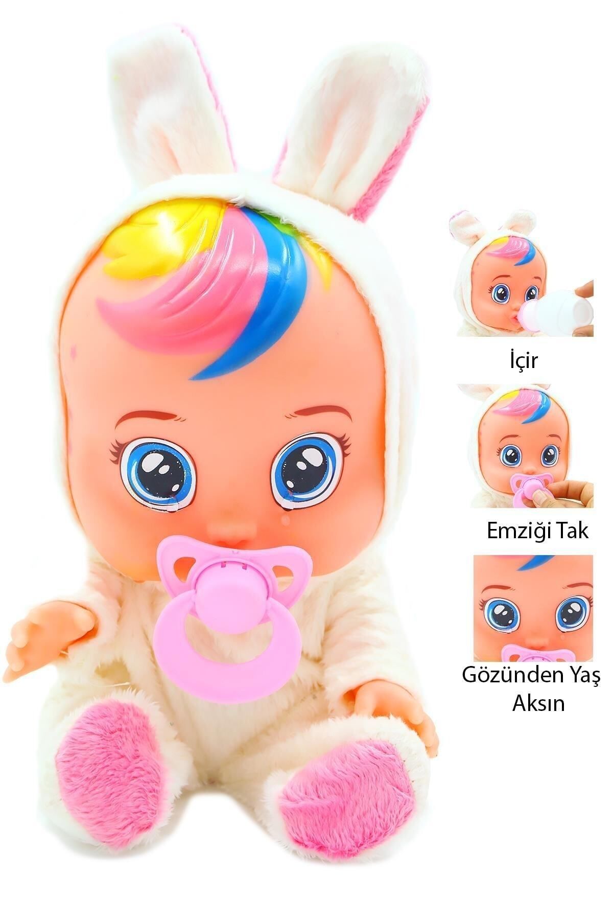 Global Toys Toys Mavi Beyaz Ve Pembe Renk Ağlayan Ve Konuşan Et Bebek