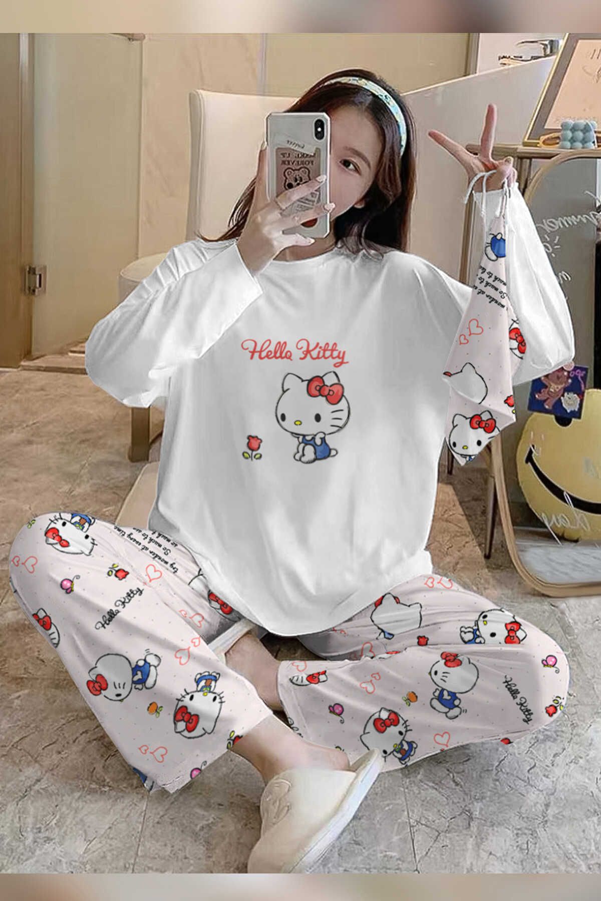 Pembishomewear Bahd Hello Kitty Süpersoft Kadın Pijama Takımı 2993