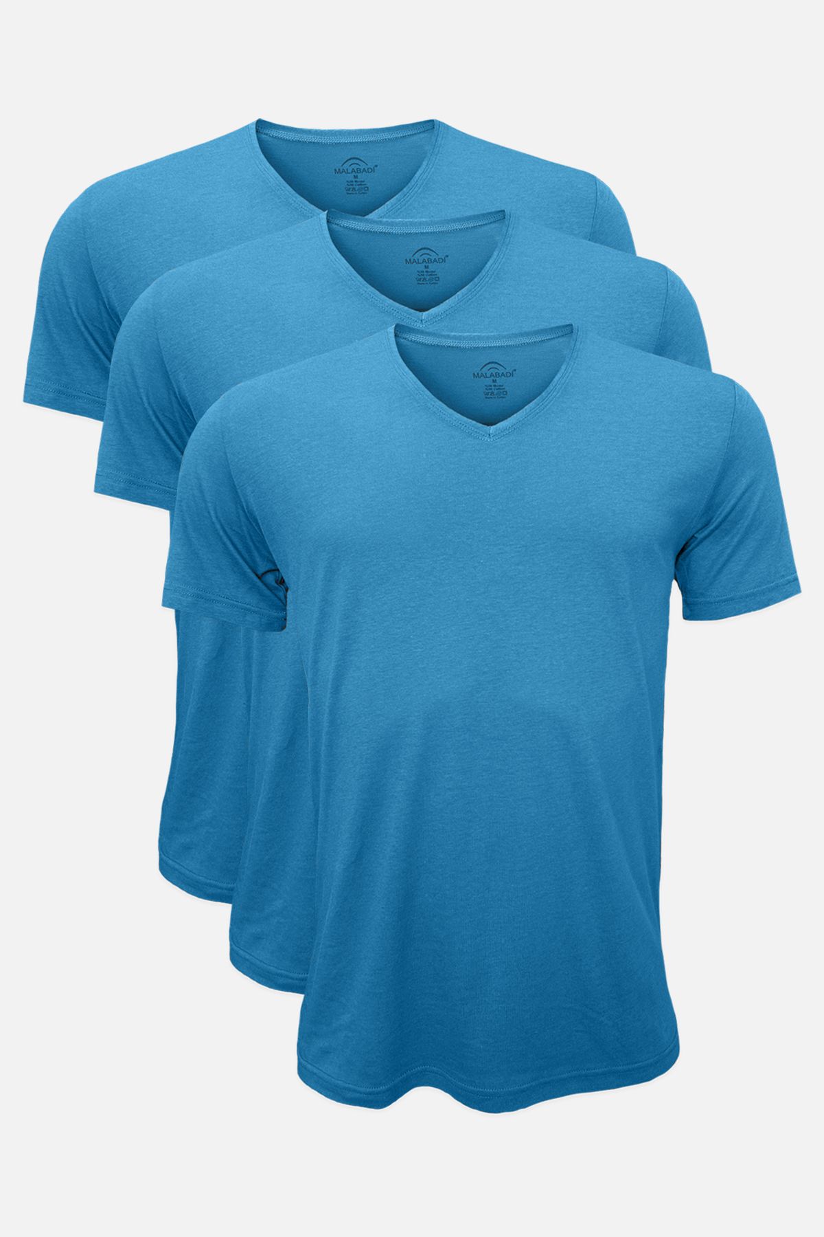 Malabadi Yaz Serinliği Erkek Mavi Basic V Yaka Ince Modal Kumaş 3 Lü Tişört Paketi 3m085