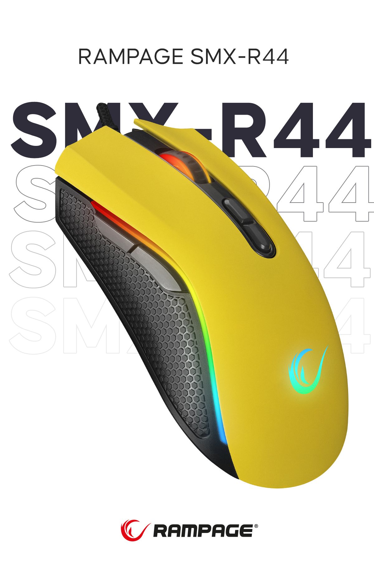 Rampage SMX-R44 Makrolu Sarı 6400dpi RGB Ledli Gaming Oyuncu Mouse