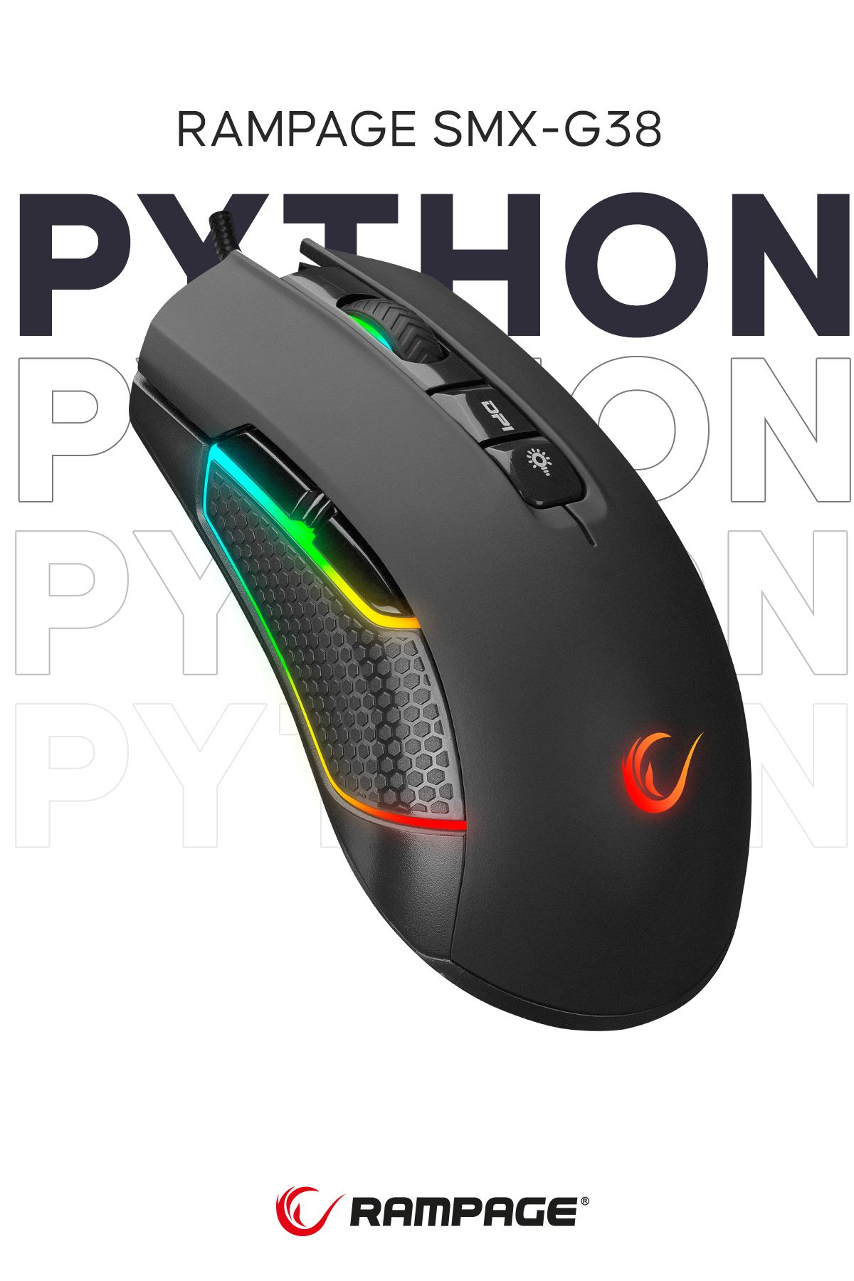 Rampage Smx-r600 Python Usb Siyah 12400dpi Gaming Oyuncu Mouse