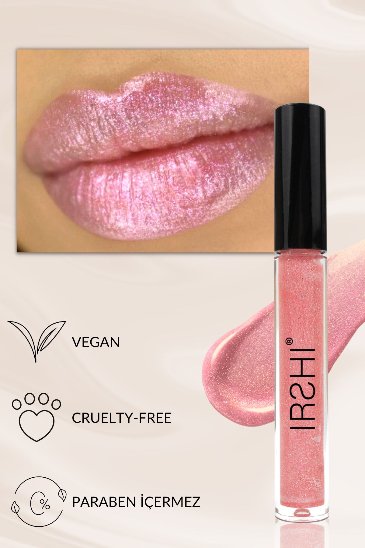 IRSHI - Işıltılı Dudak Parlatıcısı - Shimmery Lip Gloss - Flora - Vegan & Cruelty-free - 5 ml