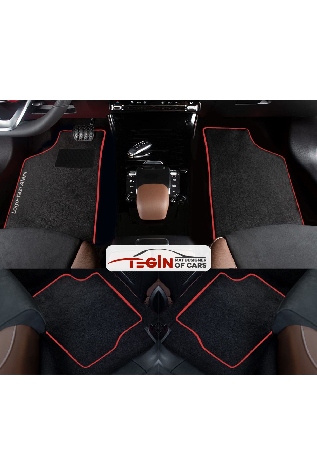 Tegin Mat Designer Of Cars Volkwagen Golf 6 Prime Siyah Halı Kırmızı Kenar Halı Paspas