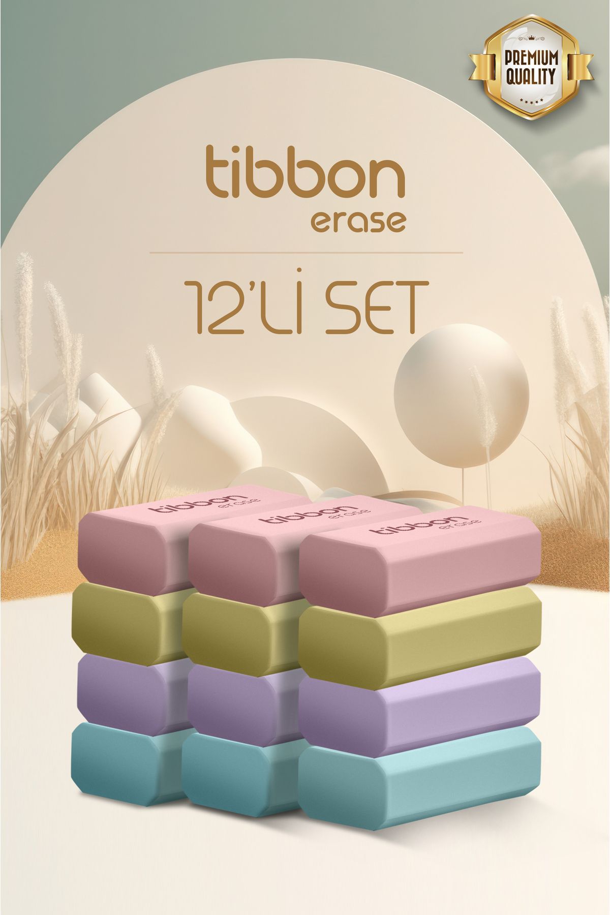 Tibbon Erase Silgi 12 Li Set Renkli 101--104*3