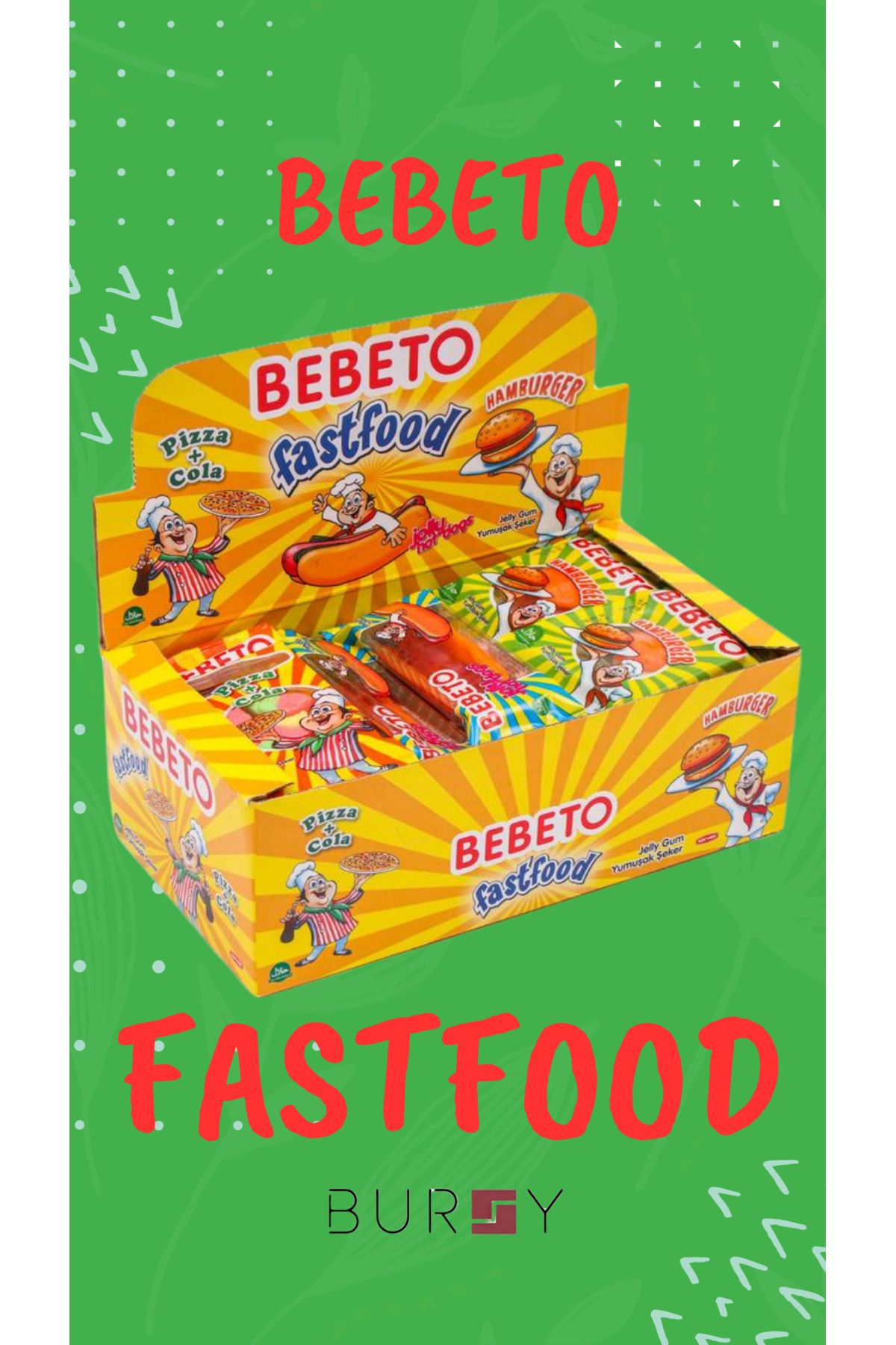 BEBETO Fast Food Jelibon 36 Adet (PİZZA&COLA,HAMBURGER,HOTDOG)