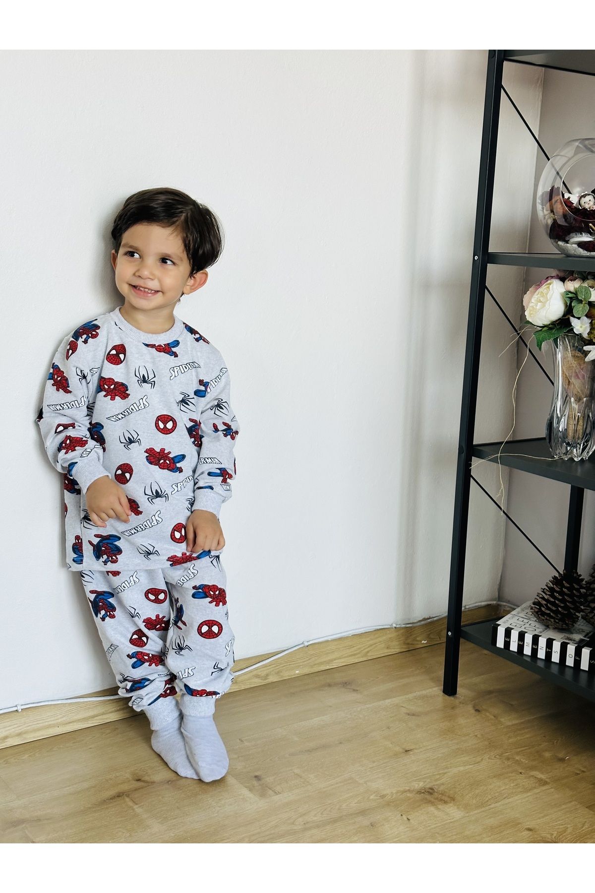 Mikimini Kids Iki Iplik Şardonlu Erkek Çocuk Pijama Takımı Spiderman Desenli