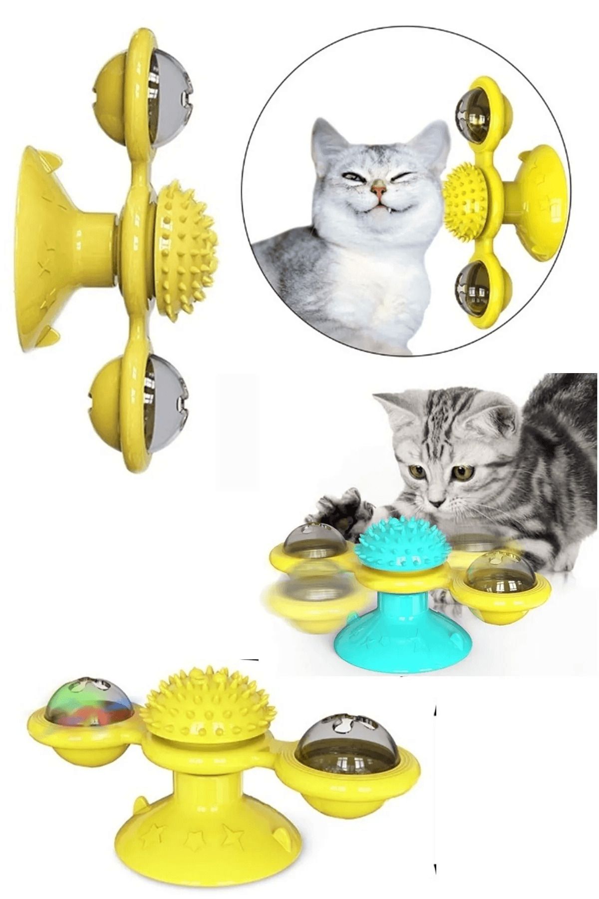Ardinyo Vantuzlu 360 Derece Dönen Kedi Oyuncağı İnteraktif Fırıldak Işıklı Catnipli Kedi Oyun Topu