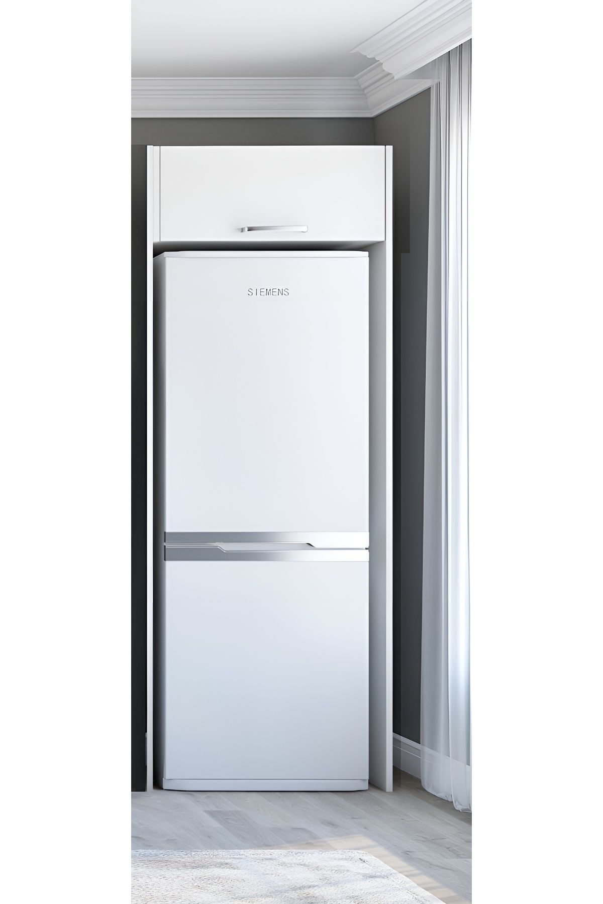 Kenyap Buzdolabı 2 Yan Paneli Ve B.üzeri Dolabı Parlak Beyaz