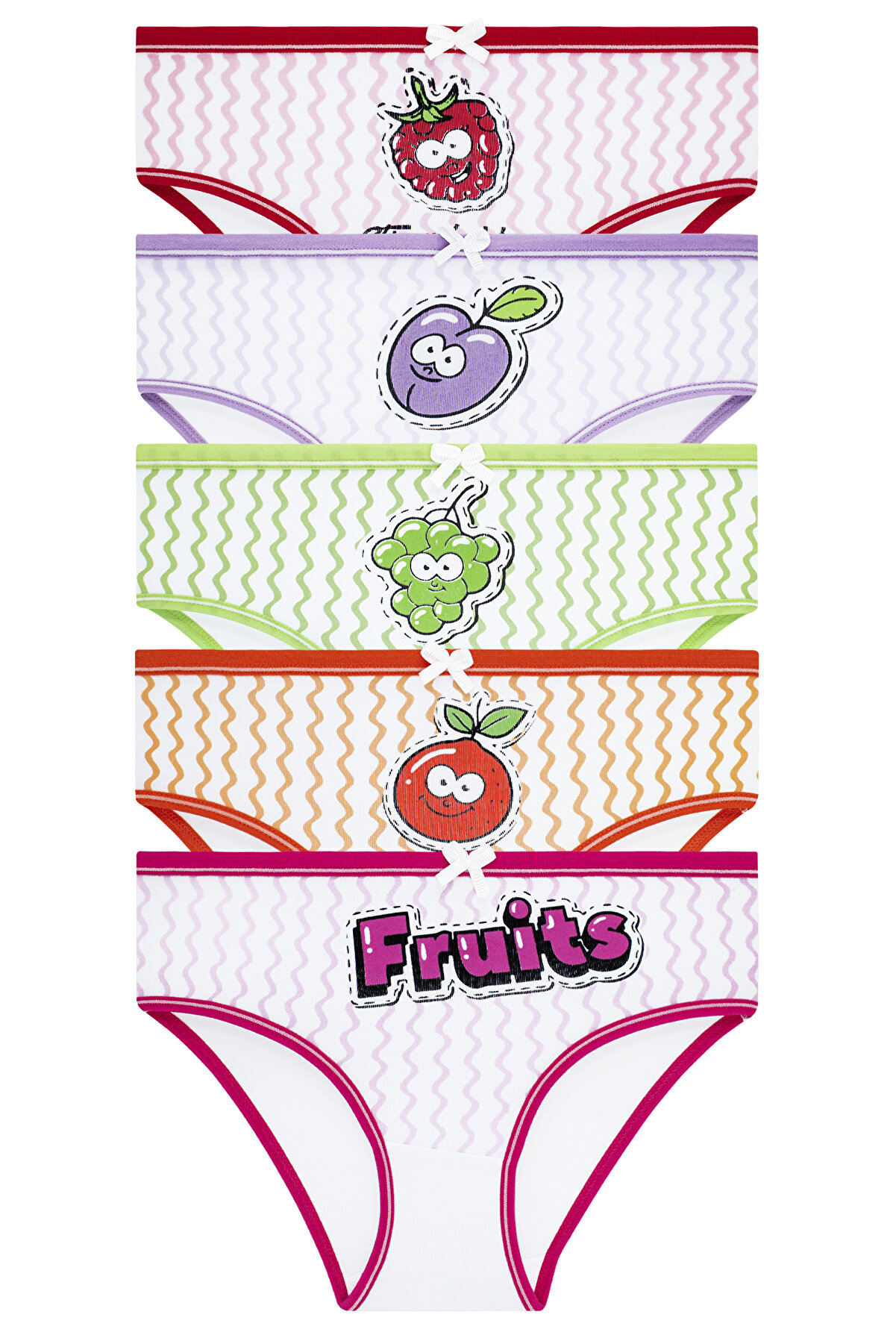 biyokids Kız Çocuk 5'li Paket Renkli Slip Külot - Sevimli Meyveler -