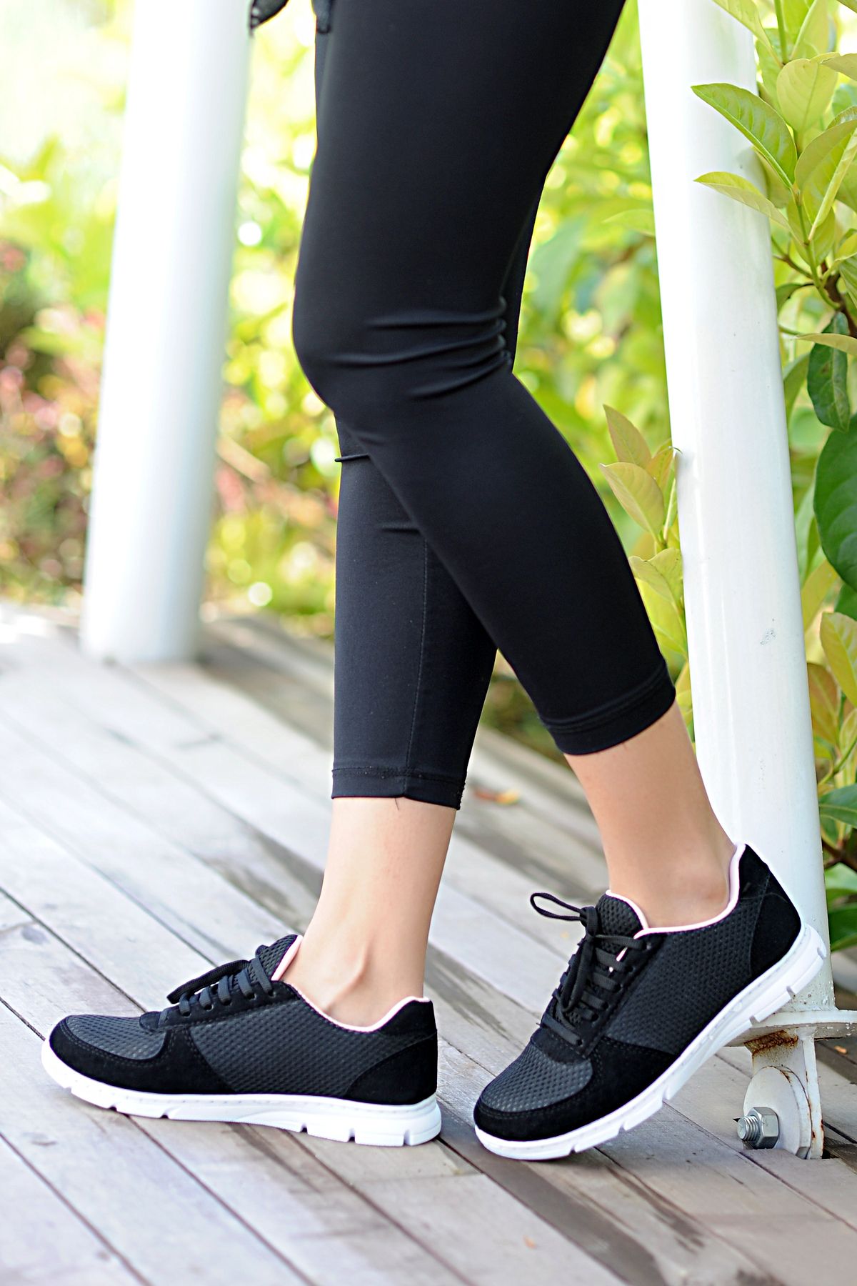 Pembe Potin Kadın Siyah Sneaker Günlük Spor Ayakkabı