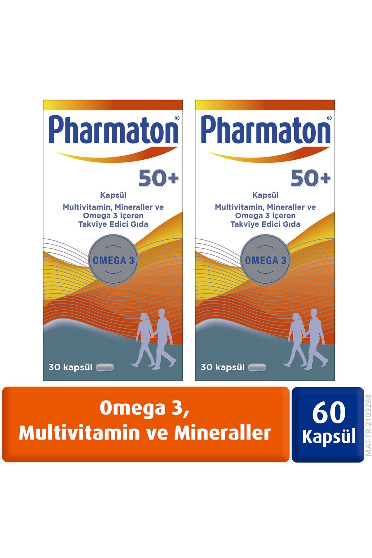Pharmaton 50 Plus 30 Kapsül Omega 3, Multivitamin ve Mineraller 2'li Avantaj Paketi