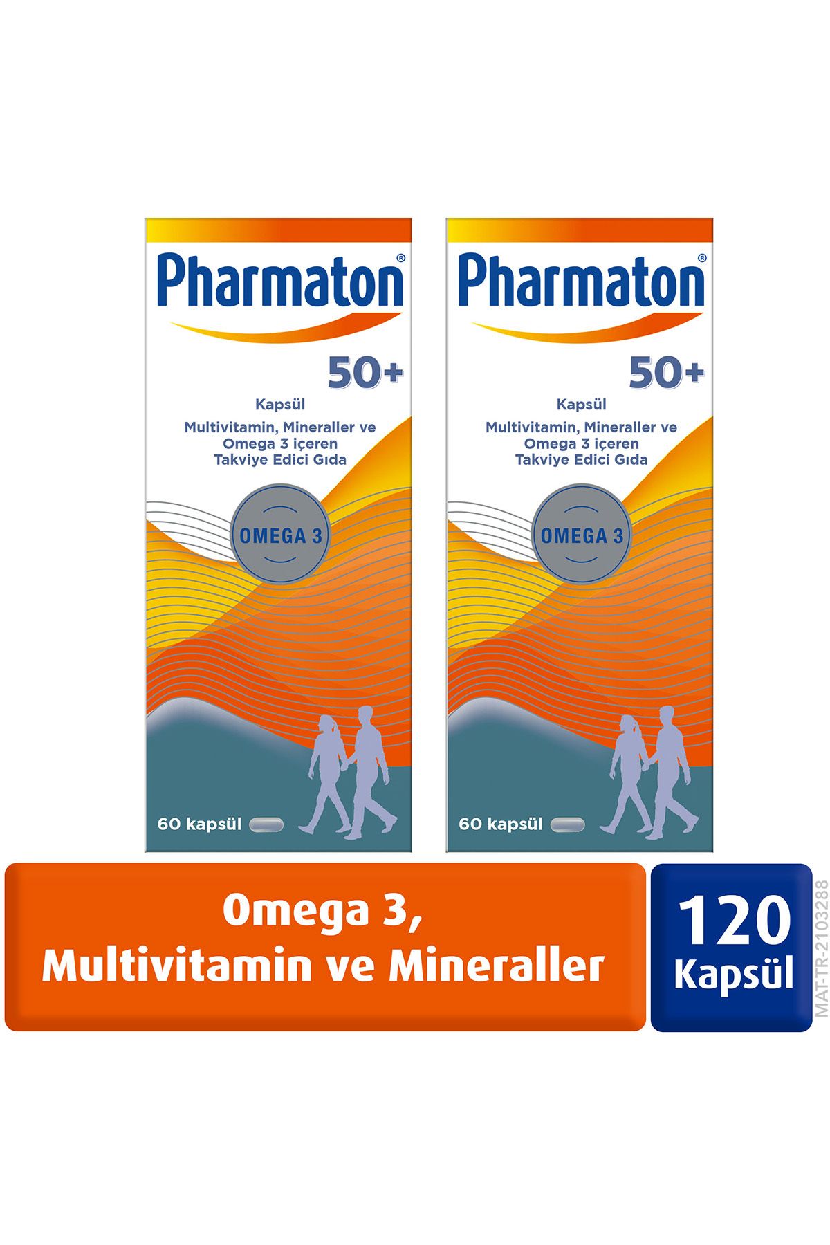 Pharmaton 50 Plus 60 Kapsül Omega 3, Multivitamin ve Mineraller 2'li Paket
