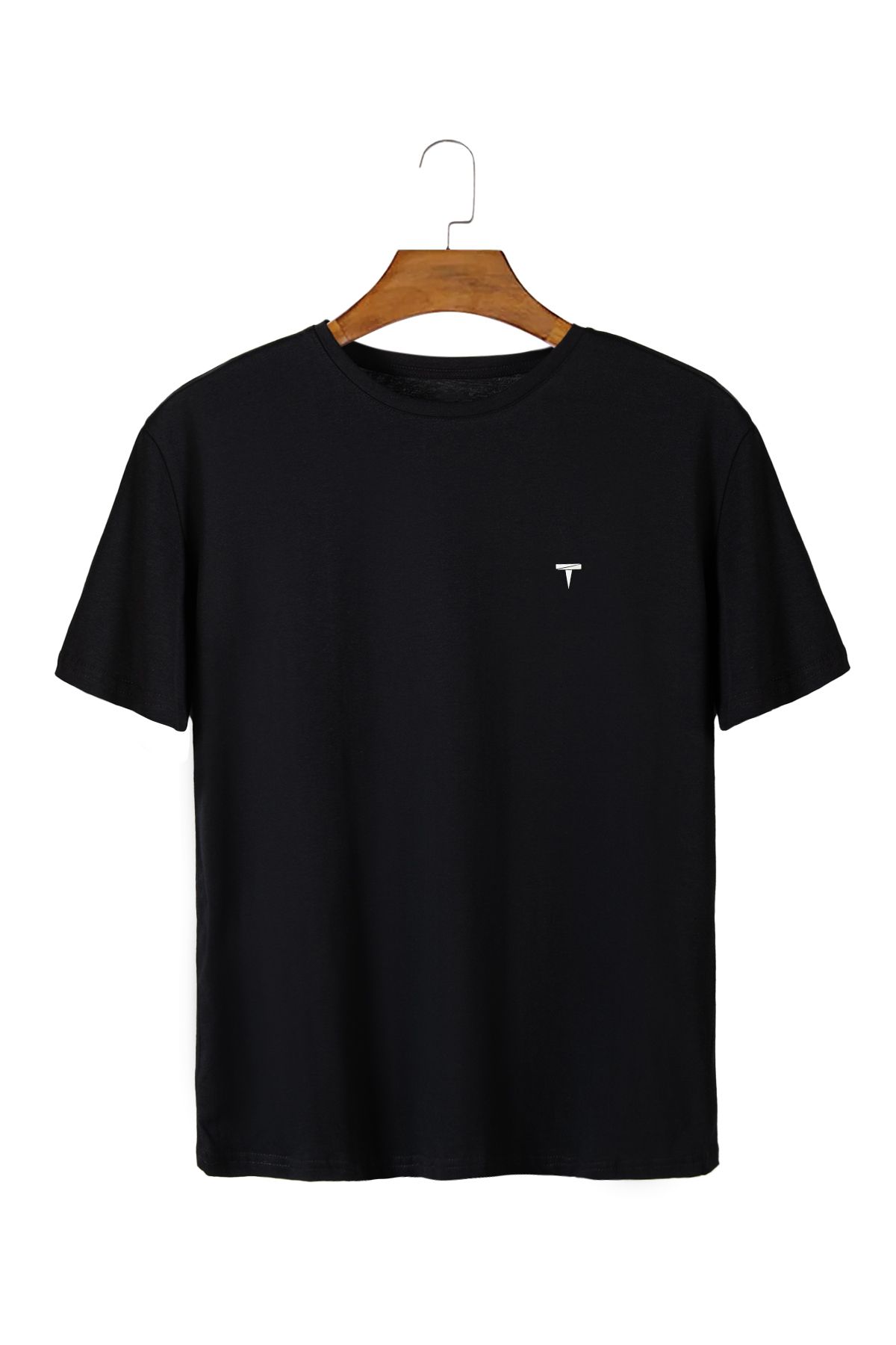 Terapi Men Unisex Siyah Önü Logo Baskılı Bisiklet Yaka Oversize Kalıp Basic Pamuklu T-Shirt