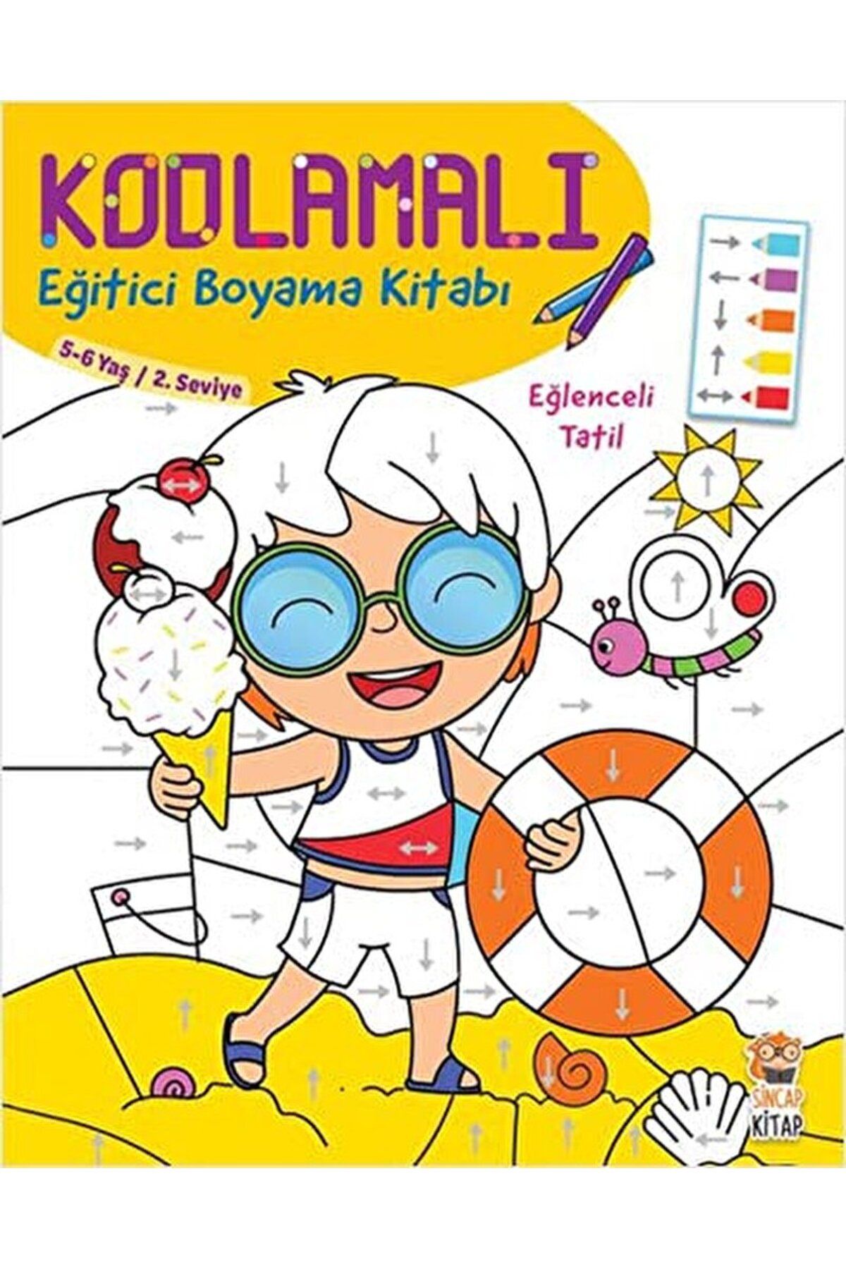 Sincap Kitap Kodlamalı Eğitici Boyama Kitabı - Eğlenceli Tatil (5- 6 Yaş 2. Seviye) / 9786053050629