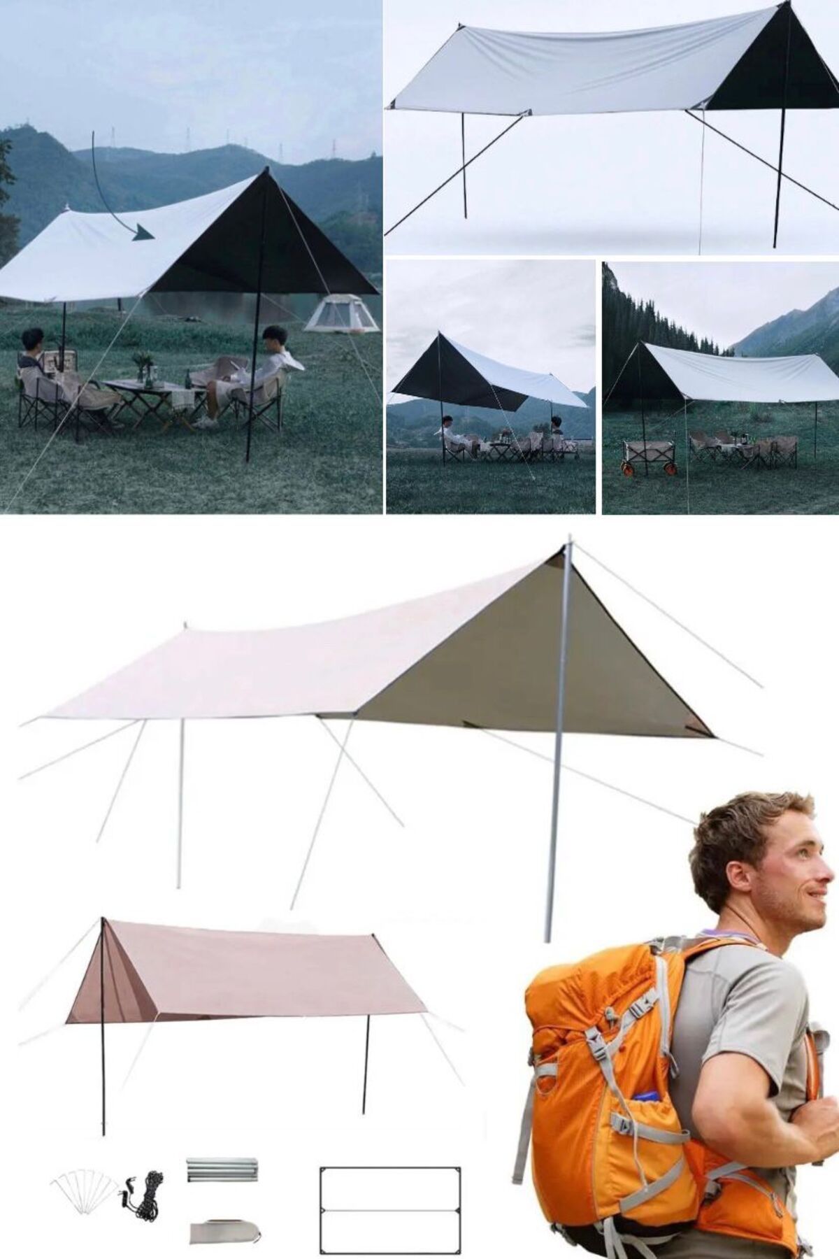 Utelips Tente Su Geçirmez Kamp Çadır Gölge Direk Katlanır Kamp Kolay Ultralight Pratik Plaj Güneş Barınağı