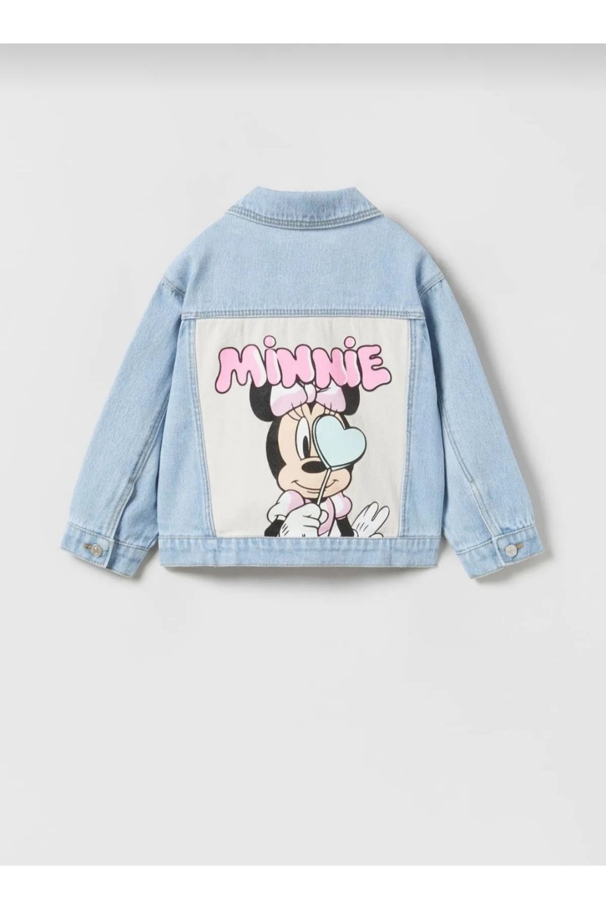 Hzmis Büyüteçli Mickey Baskılı Açık Mavi Denim Ceket