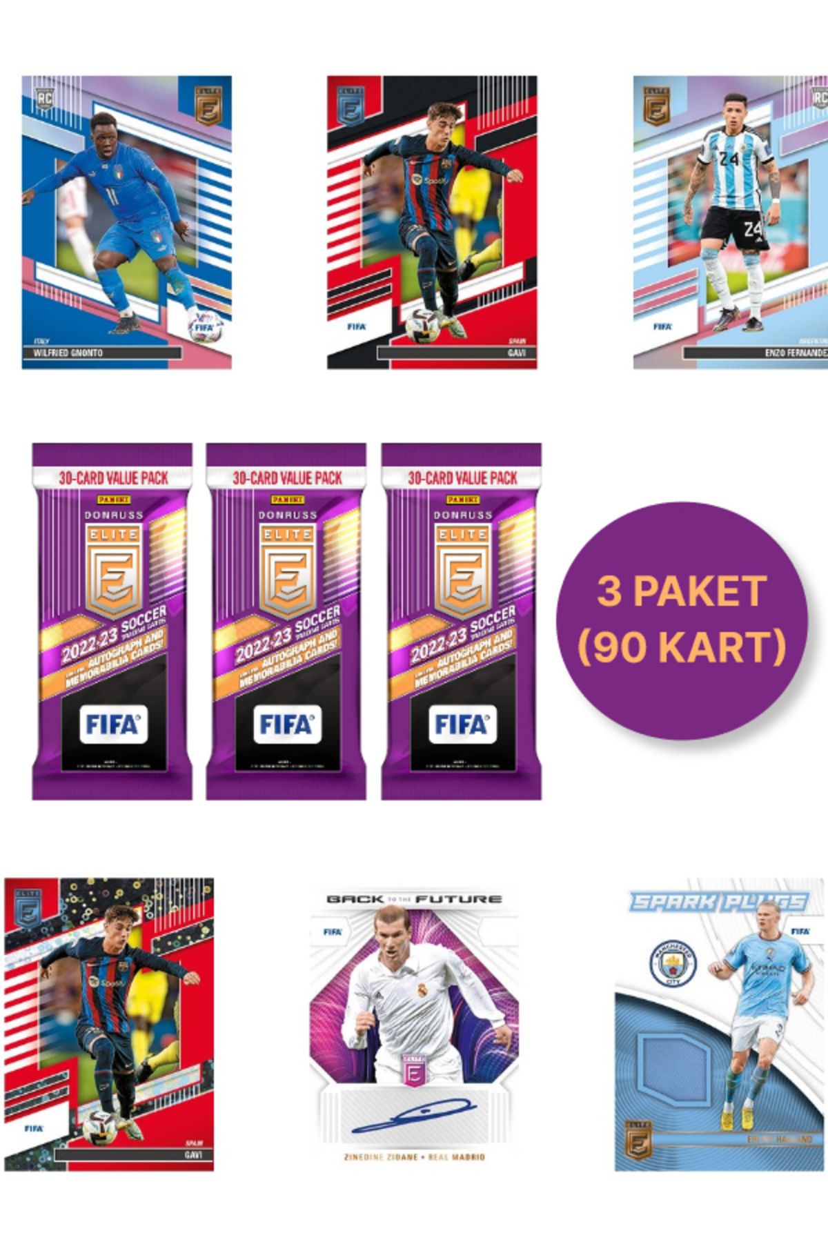 TOYFEST Panini 2022 - 23 Donruss Elite FIFA Futbolcu Kartları - Fat Pack - Özel Koleksiyon Serisi - 3 PAKET