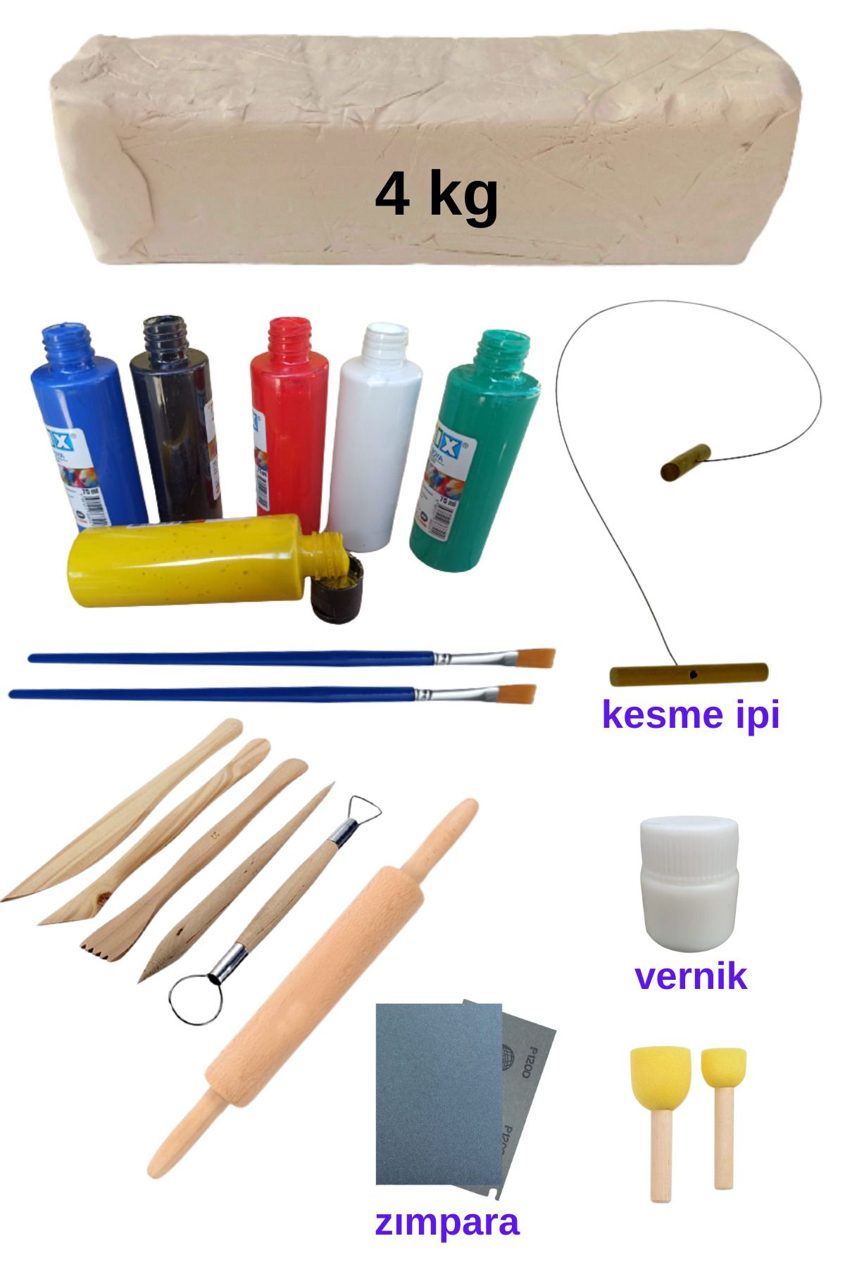 O&S Oyun ve Sanat Eğlen-Üret 4 kg Seramik Hamuru Seti, Kil Çamuru ebeşuar, oyun hamuru seti, havayla kuruyan kil çamur seramik
