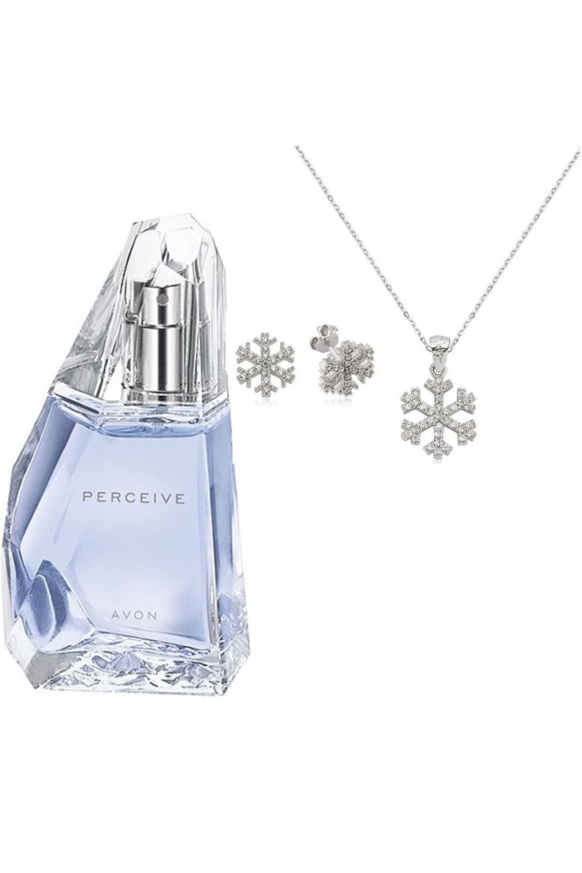 Avon Perceive Kadın Parfüm EDP 50 ml Gümüş Kar Tanesi Kolye Küpe Seti