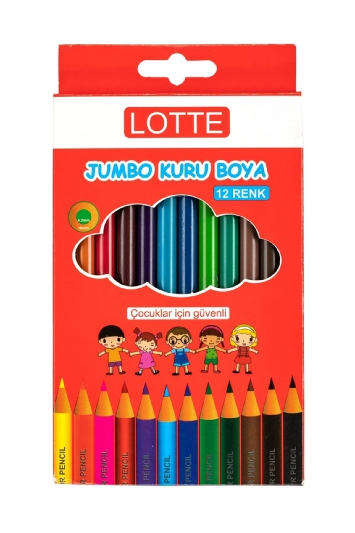 Bigpoint Lotte Jumbo Üçgen Kuru Boya Kalemi 12 Renk 6'lı Şirink