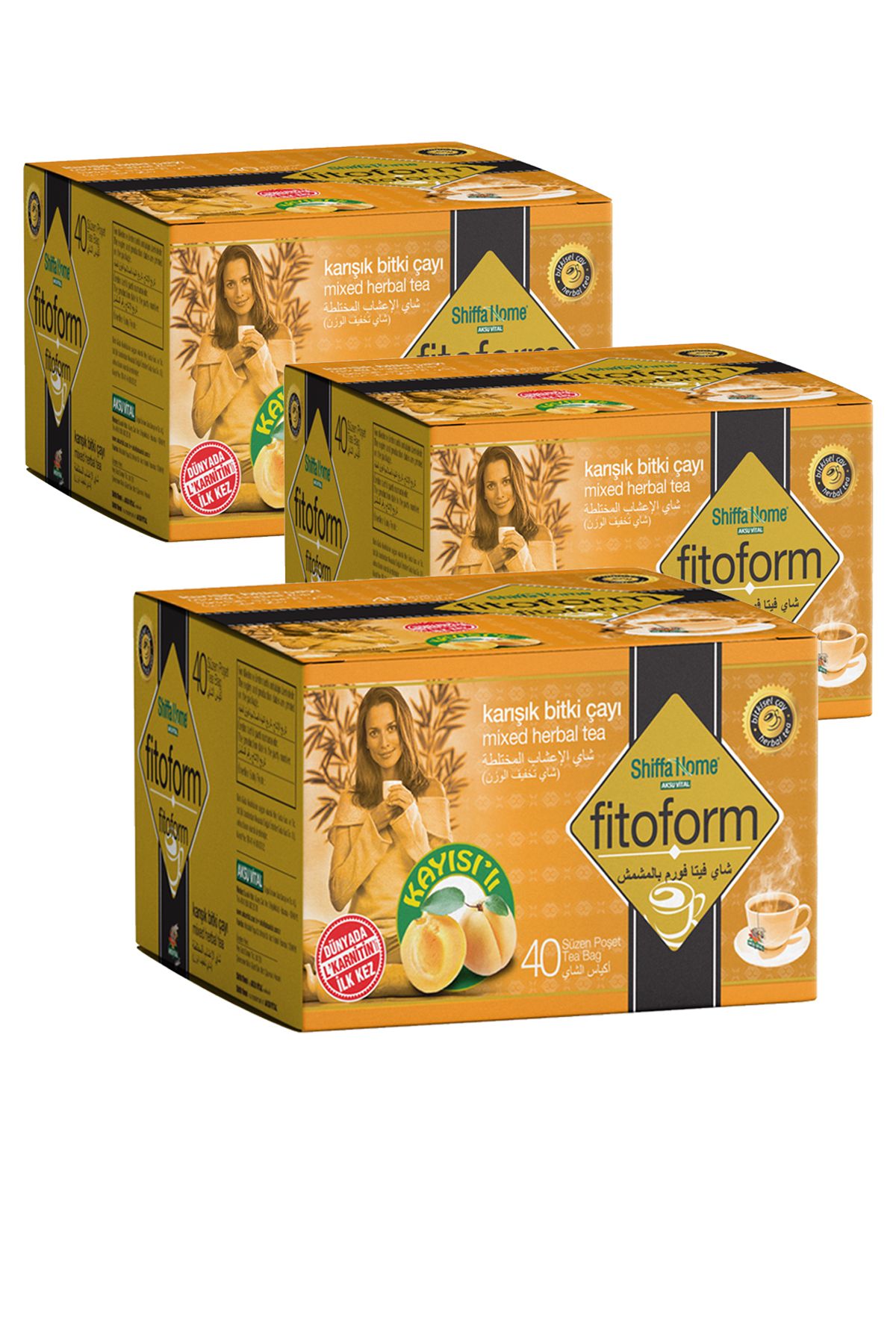Aksu Vital 3 Kutu Fitoform Kayısılı Bitki Çayı 40 Poşet Kayısılı Fito Form Çay Fitaform Kayısılı Çay Aksu Vital