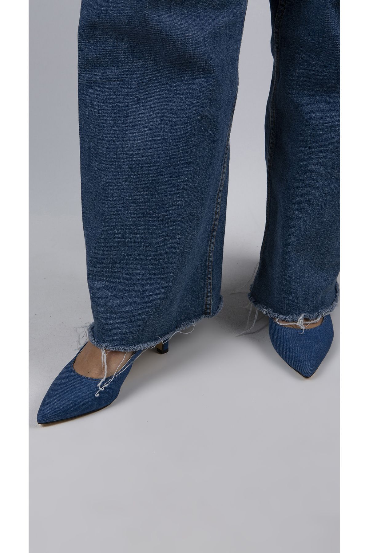 siya Jeany Kot Kumaştan Denim Kadın Mavi Topuklu Ayakkabı