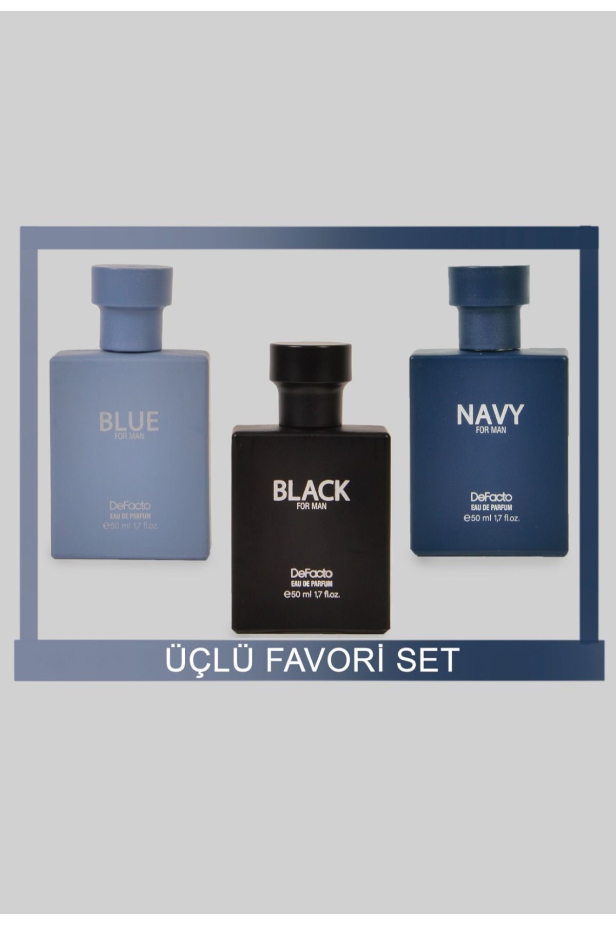 Defacto Erkek Parfüm Black 50 Ml Erkek Navy 50 Ml Erkek Blue 50 Ml 3'lü Favori Set