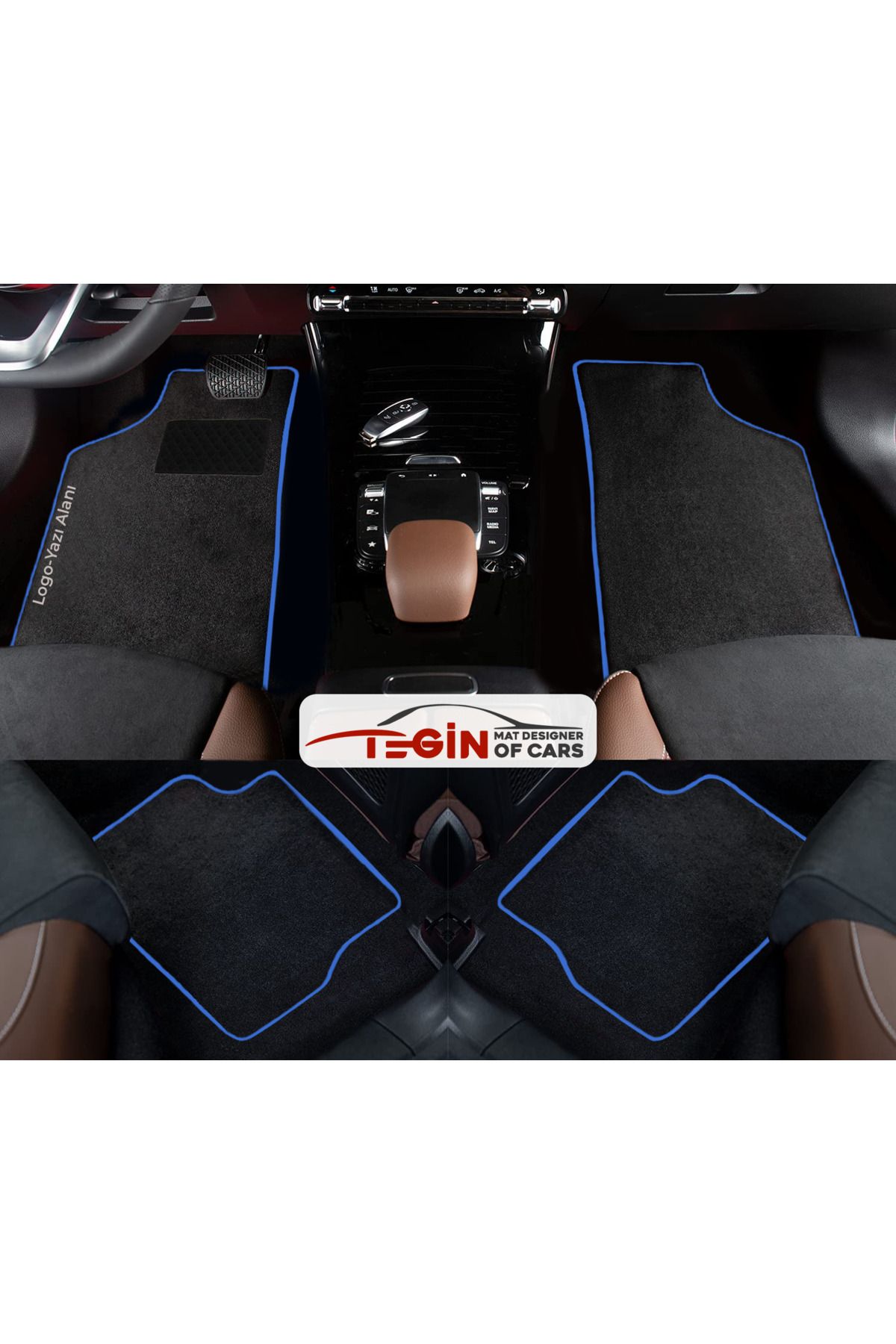 Tegin Mat Designer Of Cars Volkwagen Passat B8 2015 + Prime Siyah Halı Mavi Kenar Halı Paspas