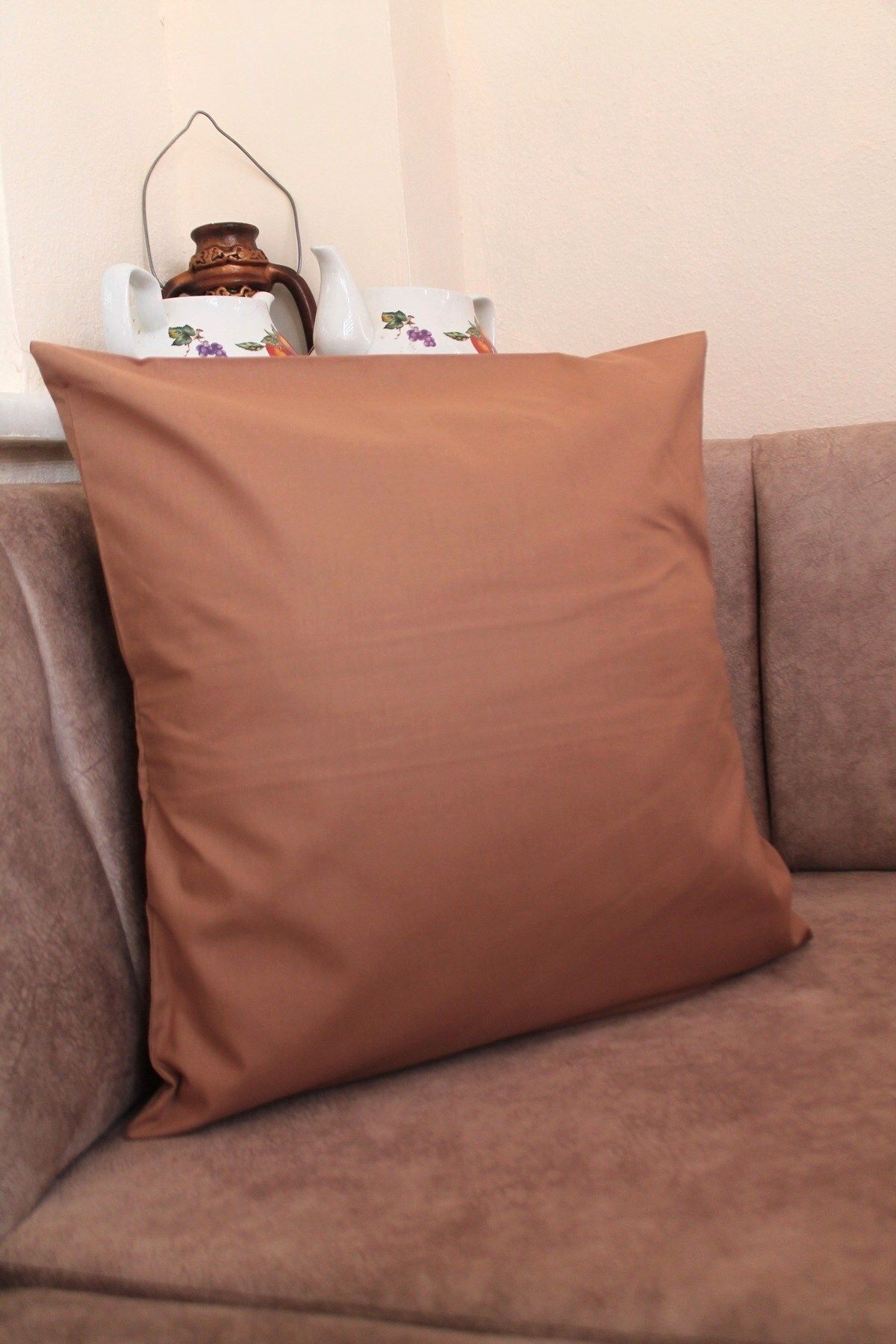  Emtory Home Kahverengi Premium %100 Pamuklu Fermuarsız Kırlent Kılıfı 43x43cm - Yatak Odası Kırlent