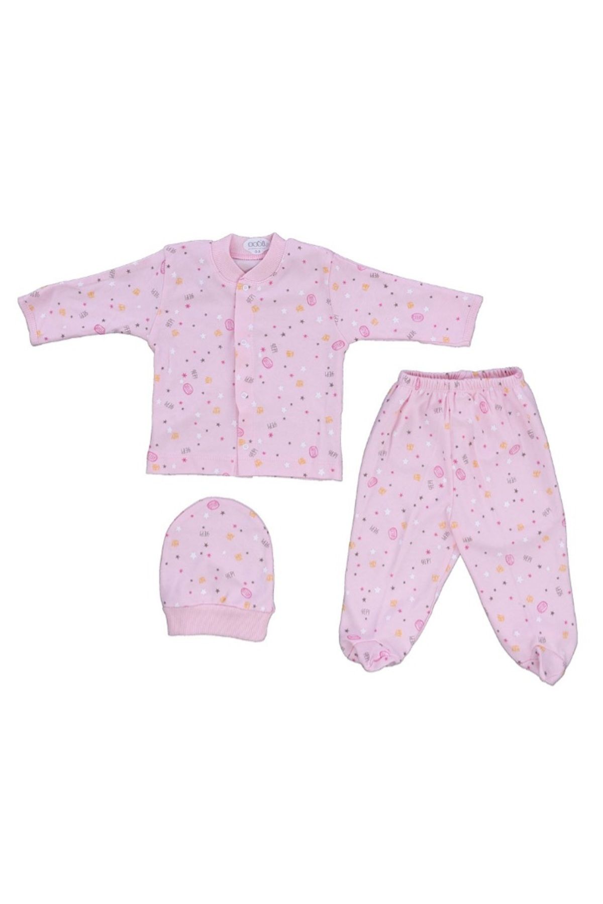 Sebi Bebe Önden Çıtçıtlı Pamuk Bebe Pijama Takımı
