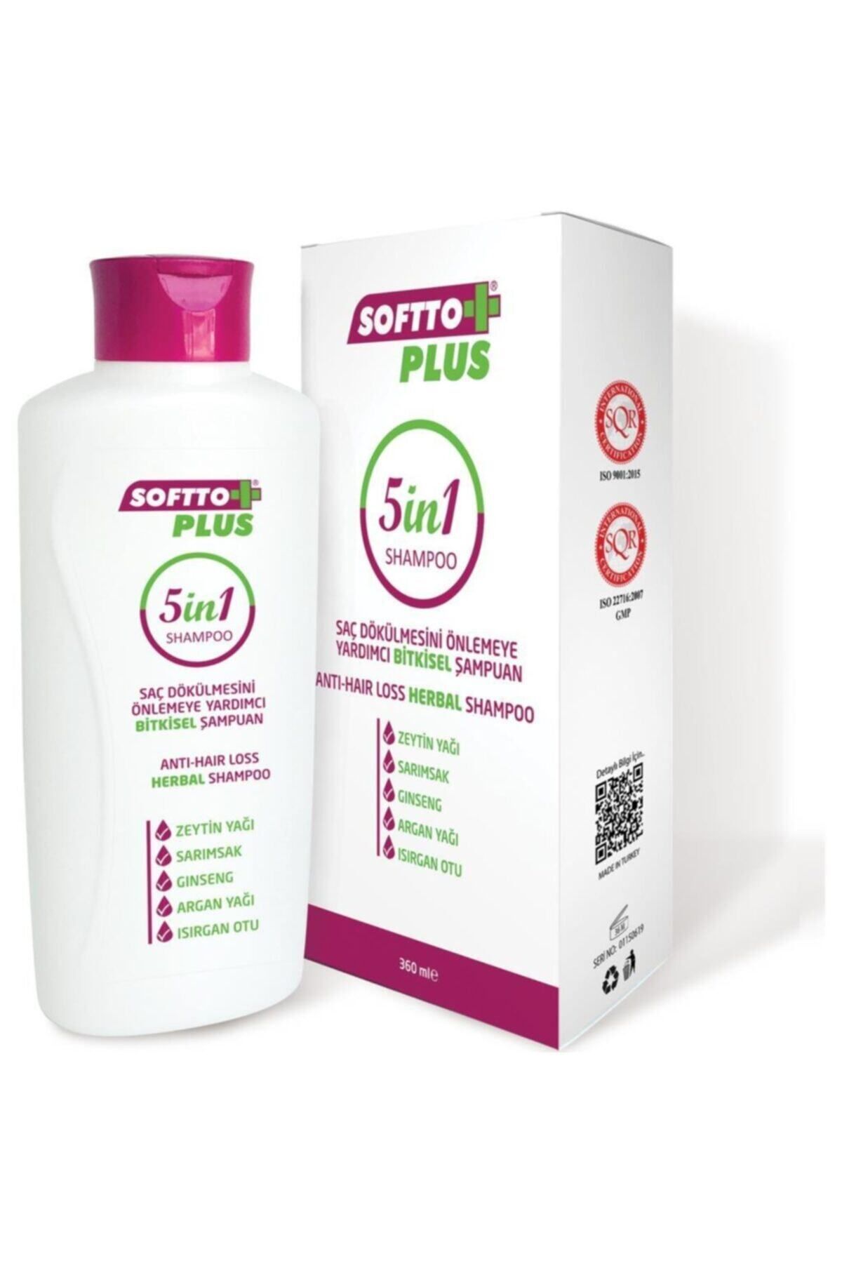 Softto Plus 5 In1 Saç Dökülmesini Önleyici Şampuan 360 Ml