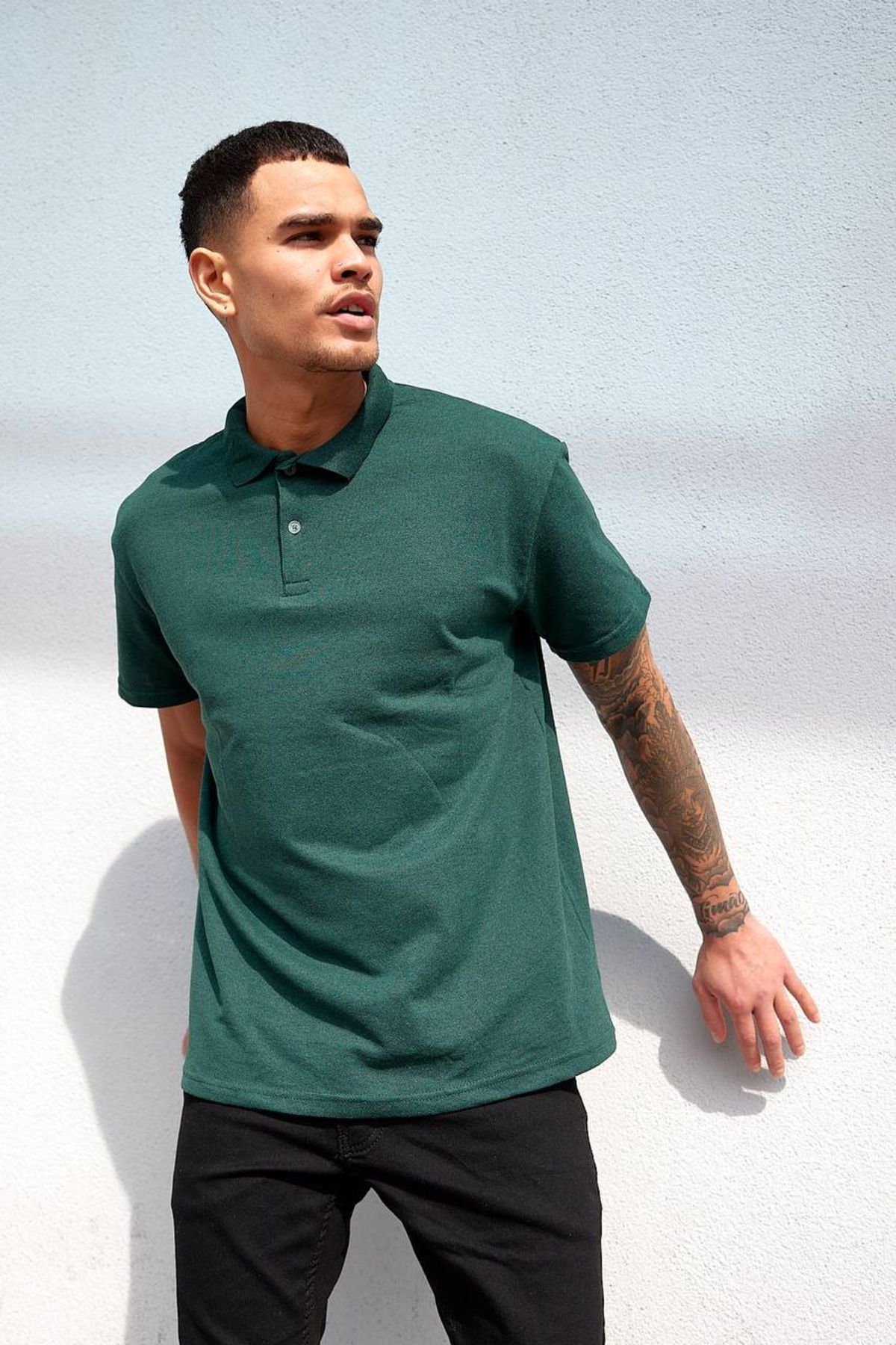 EKZMODA Regular Fit Yeşil Erkek Polo Yaka T-shirt - Polo Yaka Tisort Erkek T-shirt