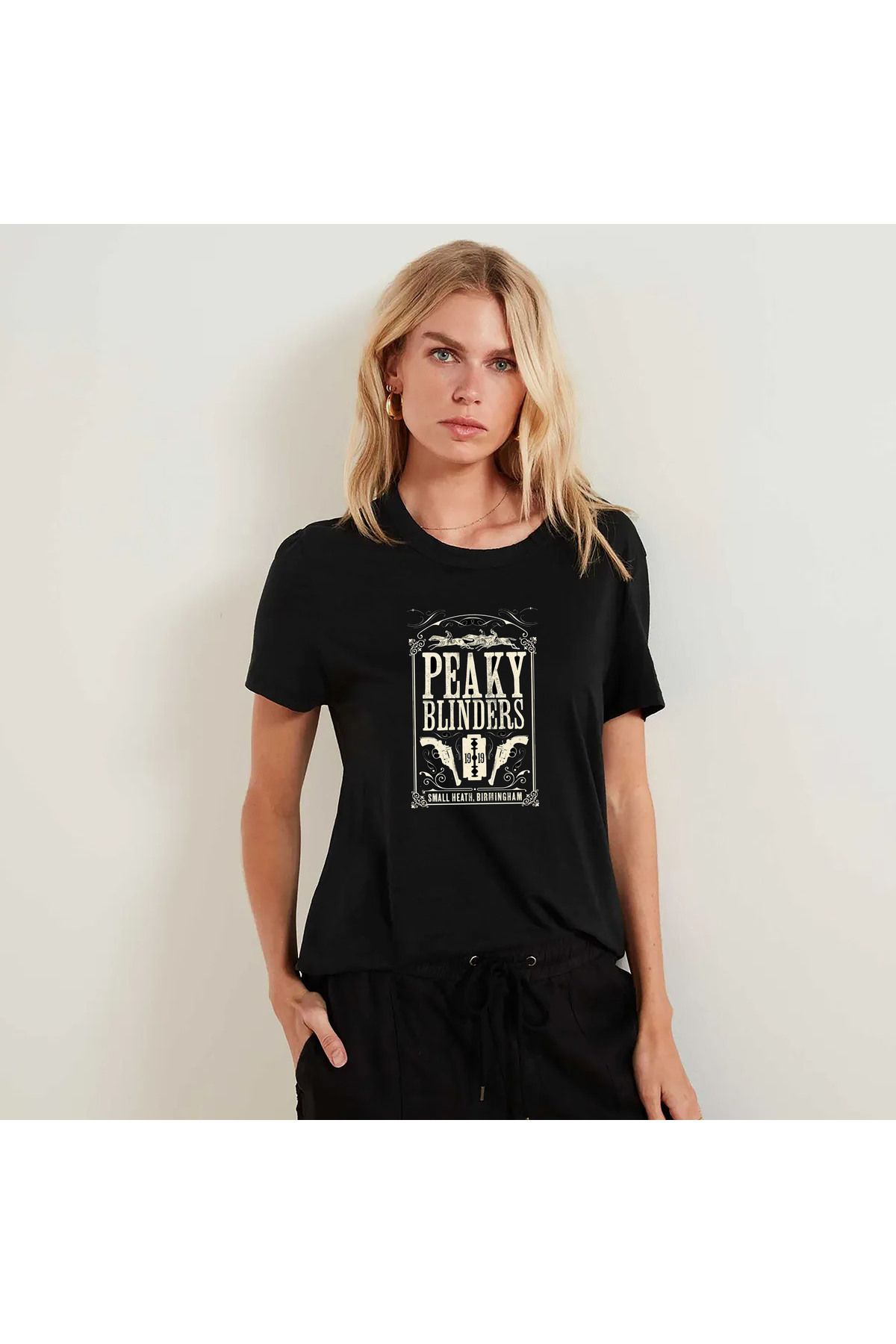 Darkia Peaky Blinders Özel Tasarım Baskılı Kadın Siyah Tişört