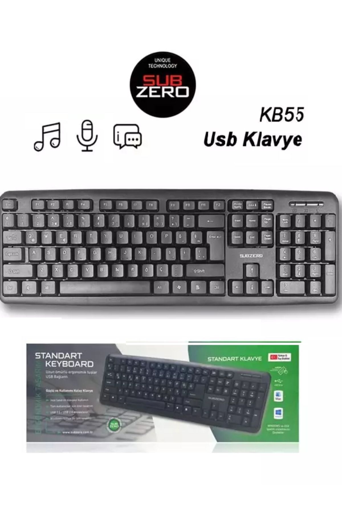 Subzero Siyah Usb Kablolu Q Standart Klavye