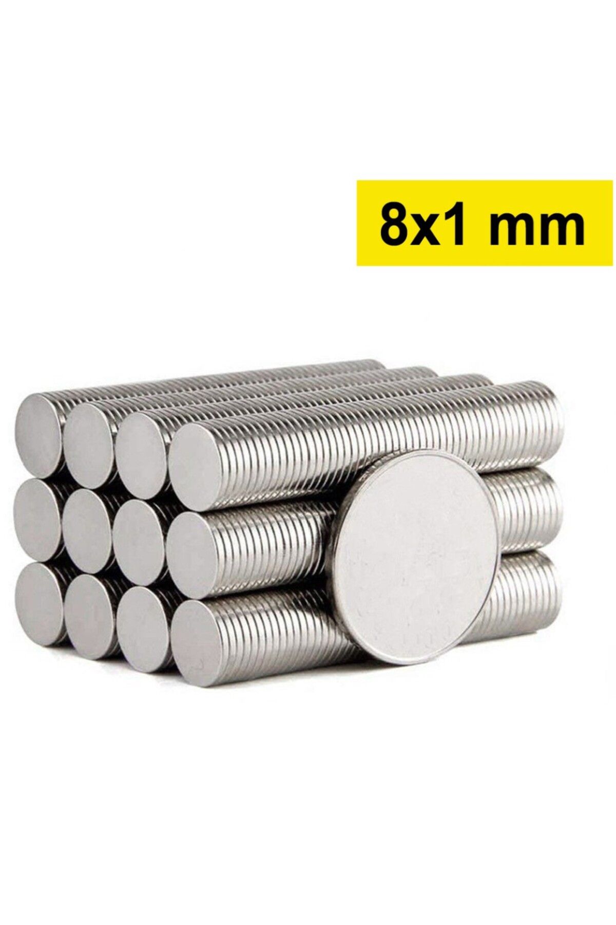 Hdg 100 adet Neodyum Mıknatıs Magnet - Çap: 8 mm Kalınlık :1 mm - Küçük yuvarlak Neodyum