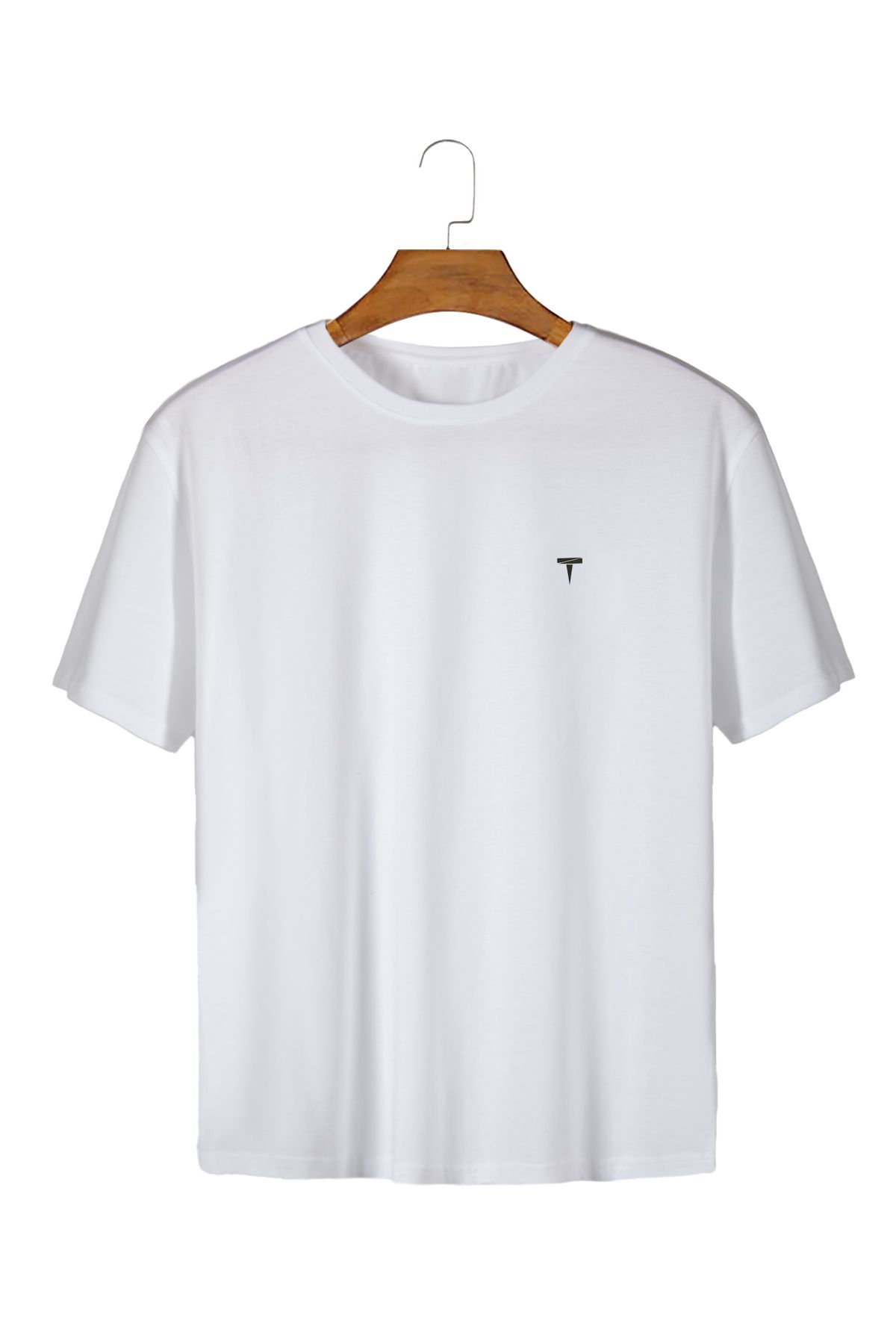 Terapi Men Unisex Beyaz Önü Logo Baskılı Bisiklet Yaka Oversize Kalıp Basic Pamuklu T-Shirt