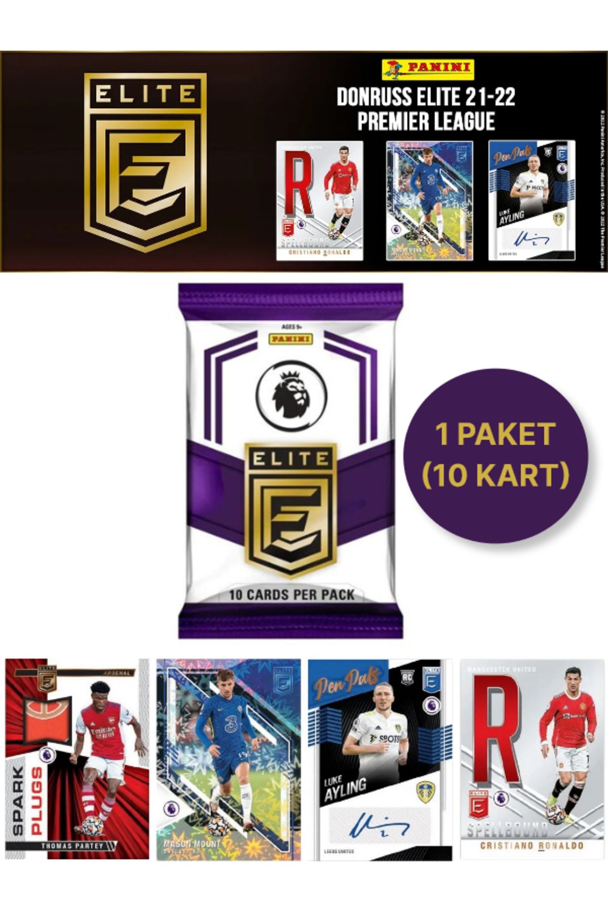 TOYFEST Panini Premier Lig 21 - 22 Donruss Elite Futbolcu Kartları - Özel Koleksiyon Serisi - 1 Paket