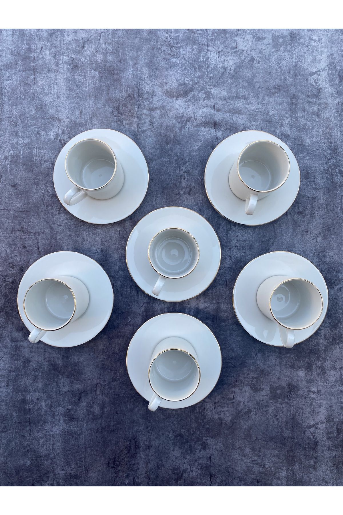 RUBİ PORSELEN Modern Yaldızlı 6 Kişilik Nescafe & Çay Fincan Takımı