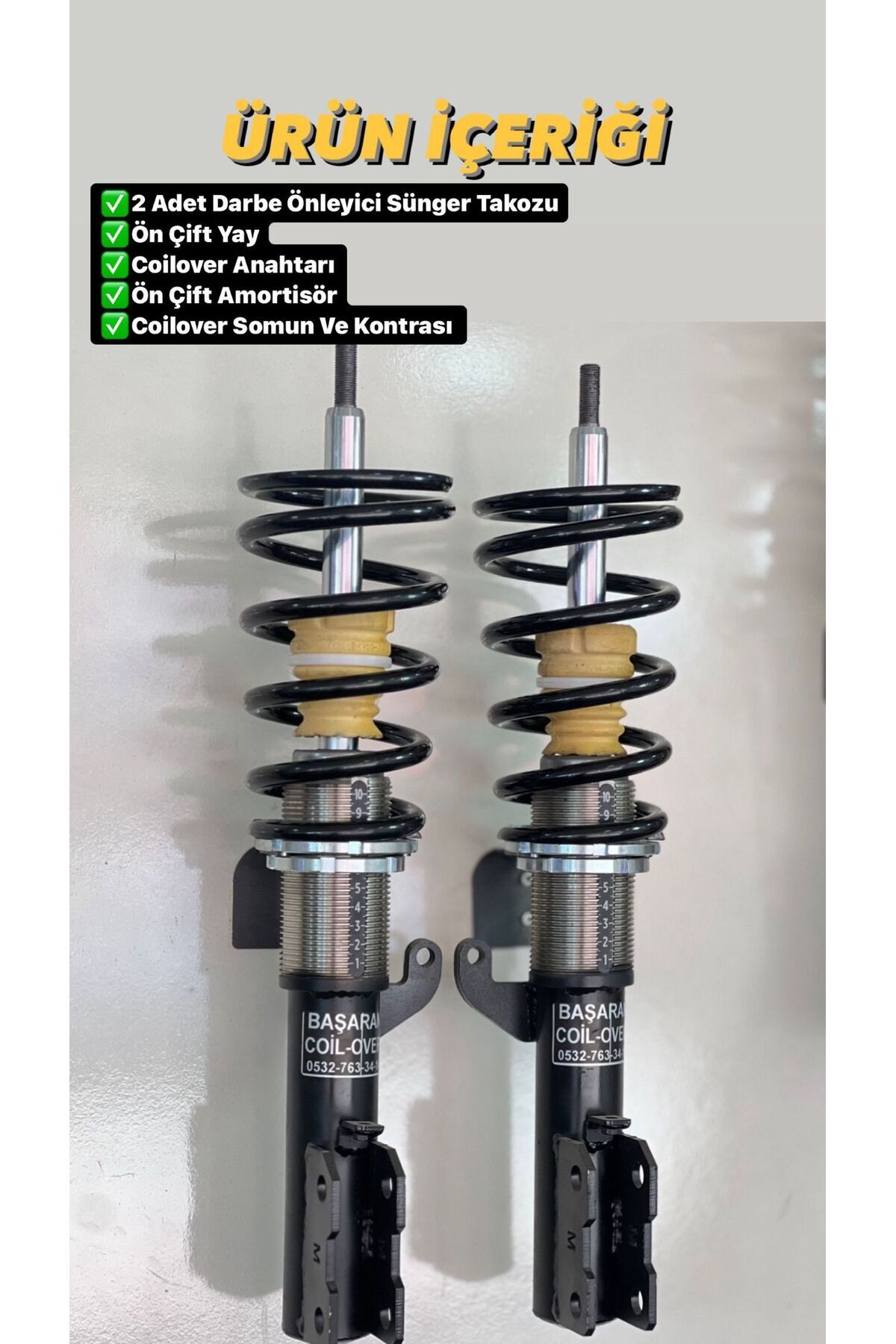 Başaran Coilover Honda Civic 1992-2001 Arası Ön Teker Uyumlu Coilover Ayarlı Amortisör 10 Cm