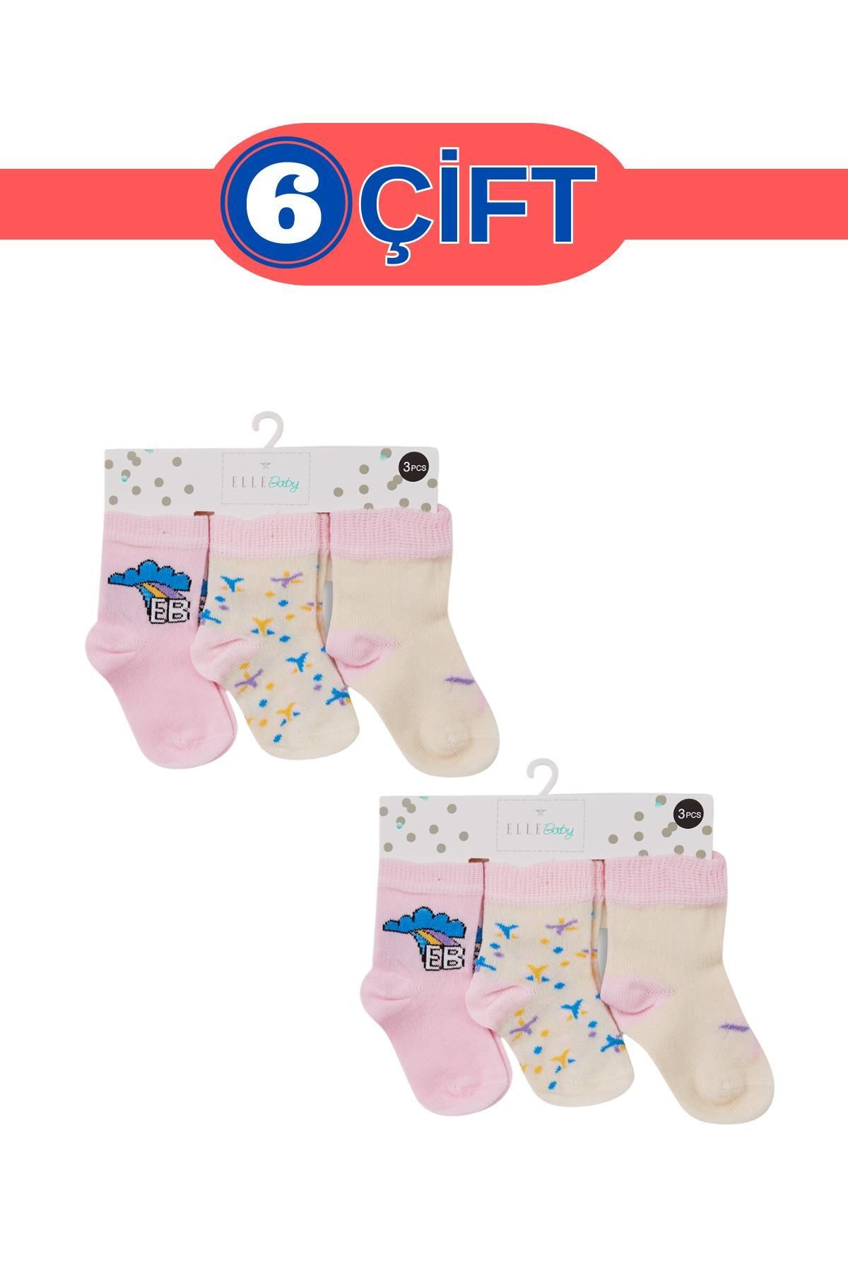 Elle Pamuklu Renkli 6'lı Bebek Çorabı 500350